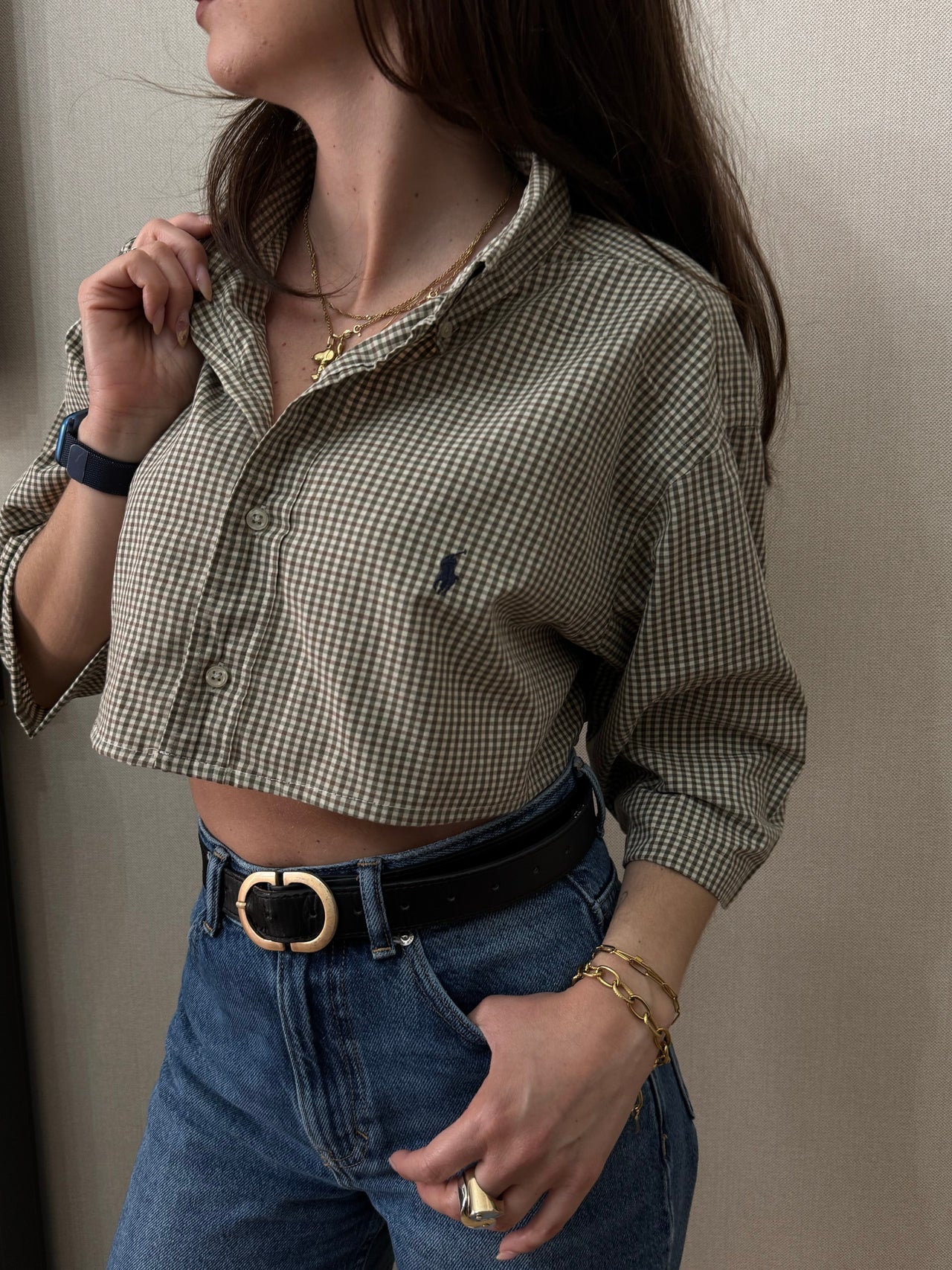 Crop Top Camicia Vintage Ralph Lauren (Taglia Unica)