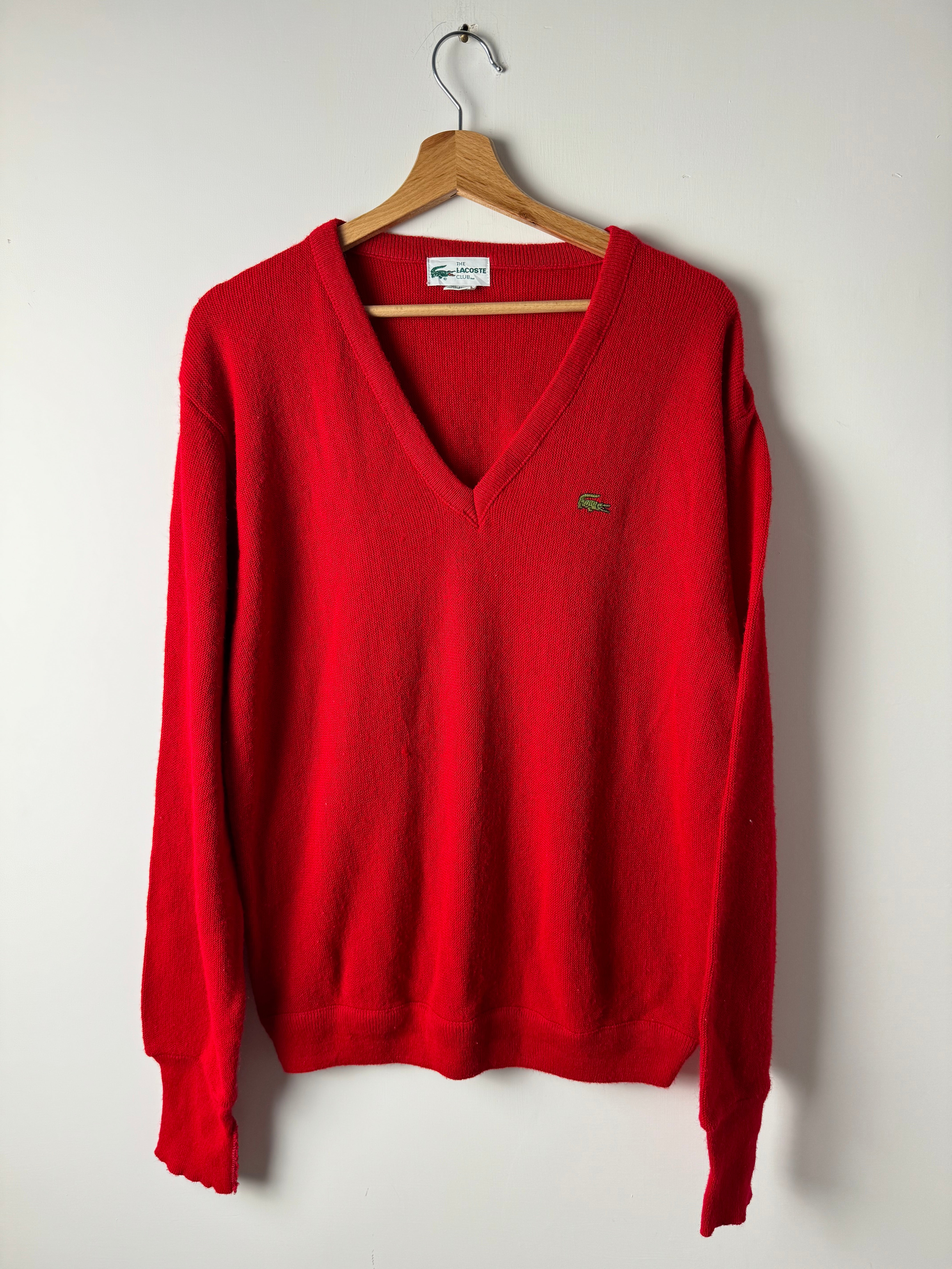 Maglione scollo a V Lacoste Rosso - M