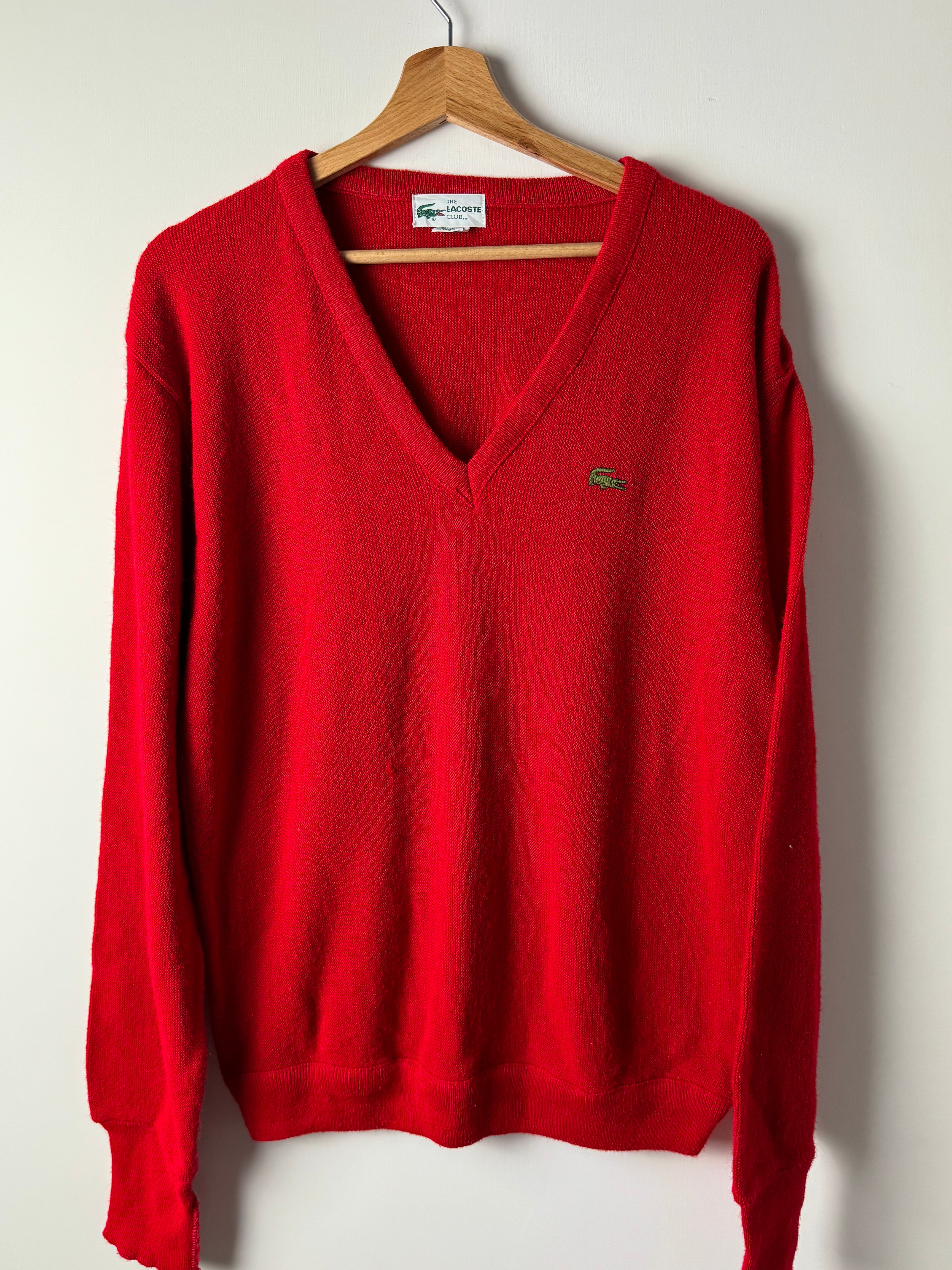 Maglione scollo a V Lacoste Rosso - M