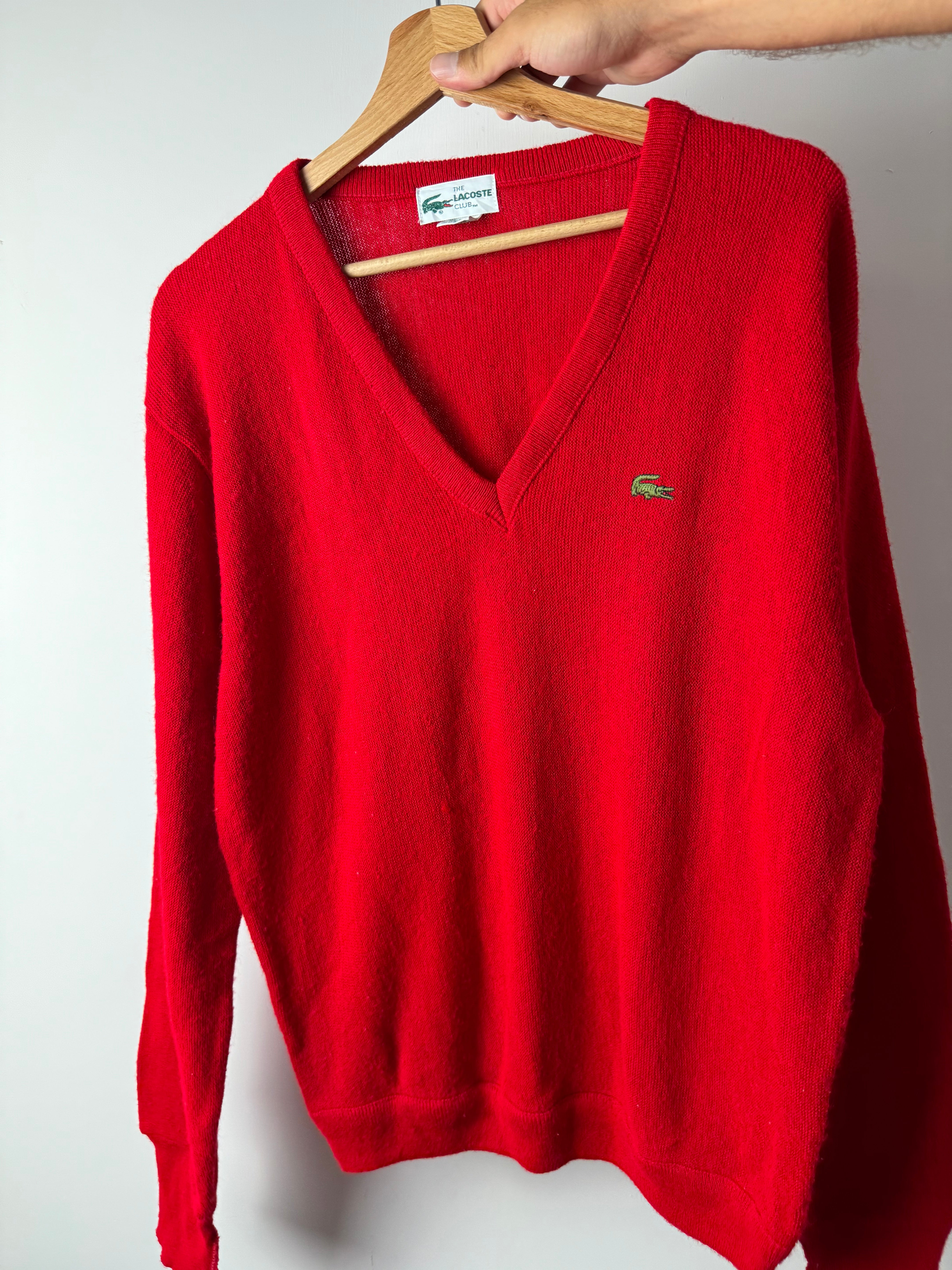 Maglione scollo a V Lacoste Rosso - M