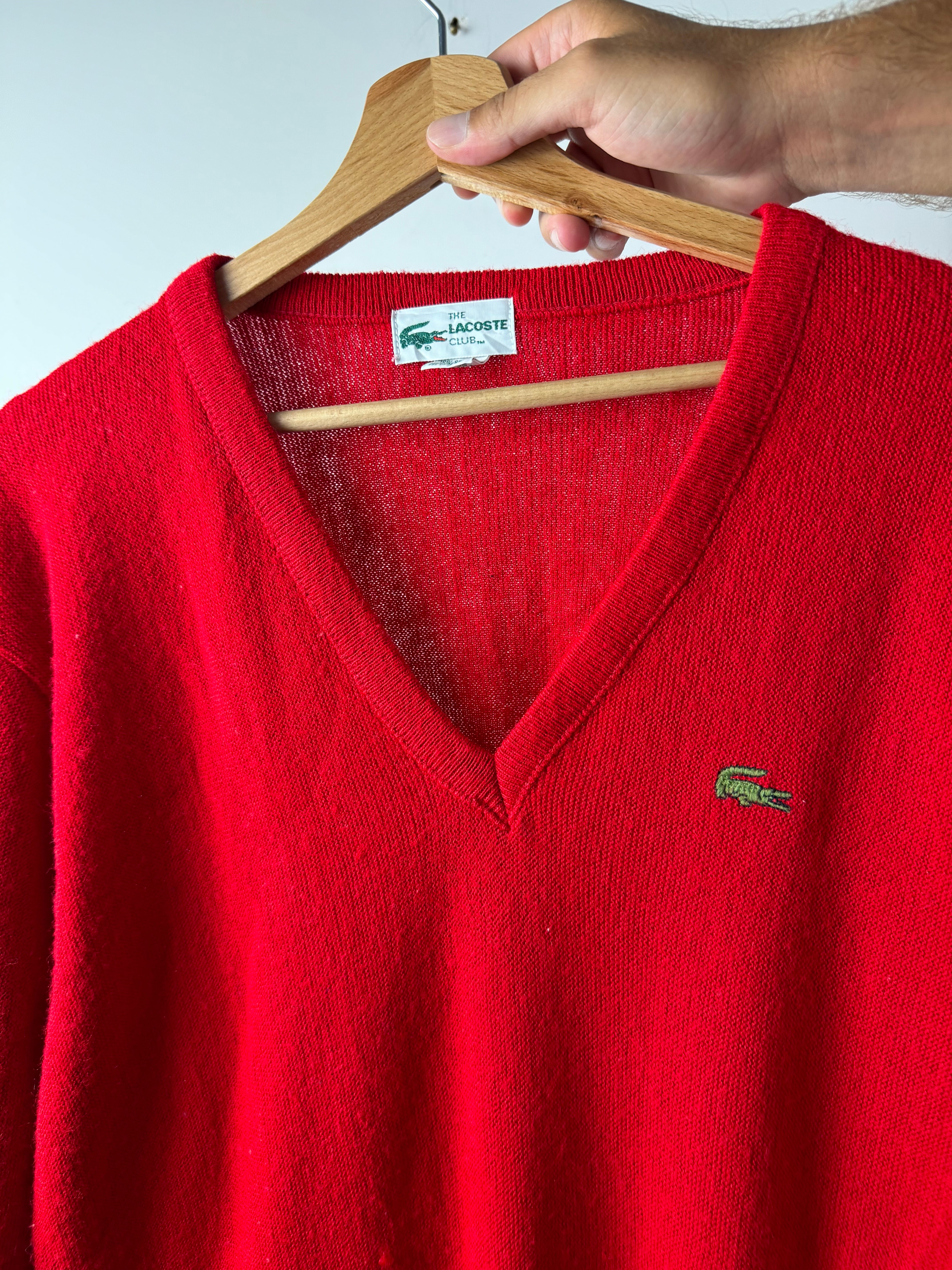 Maglione scollo a V Lacoste Rosso - M