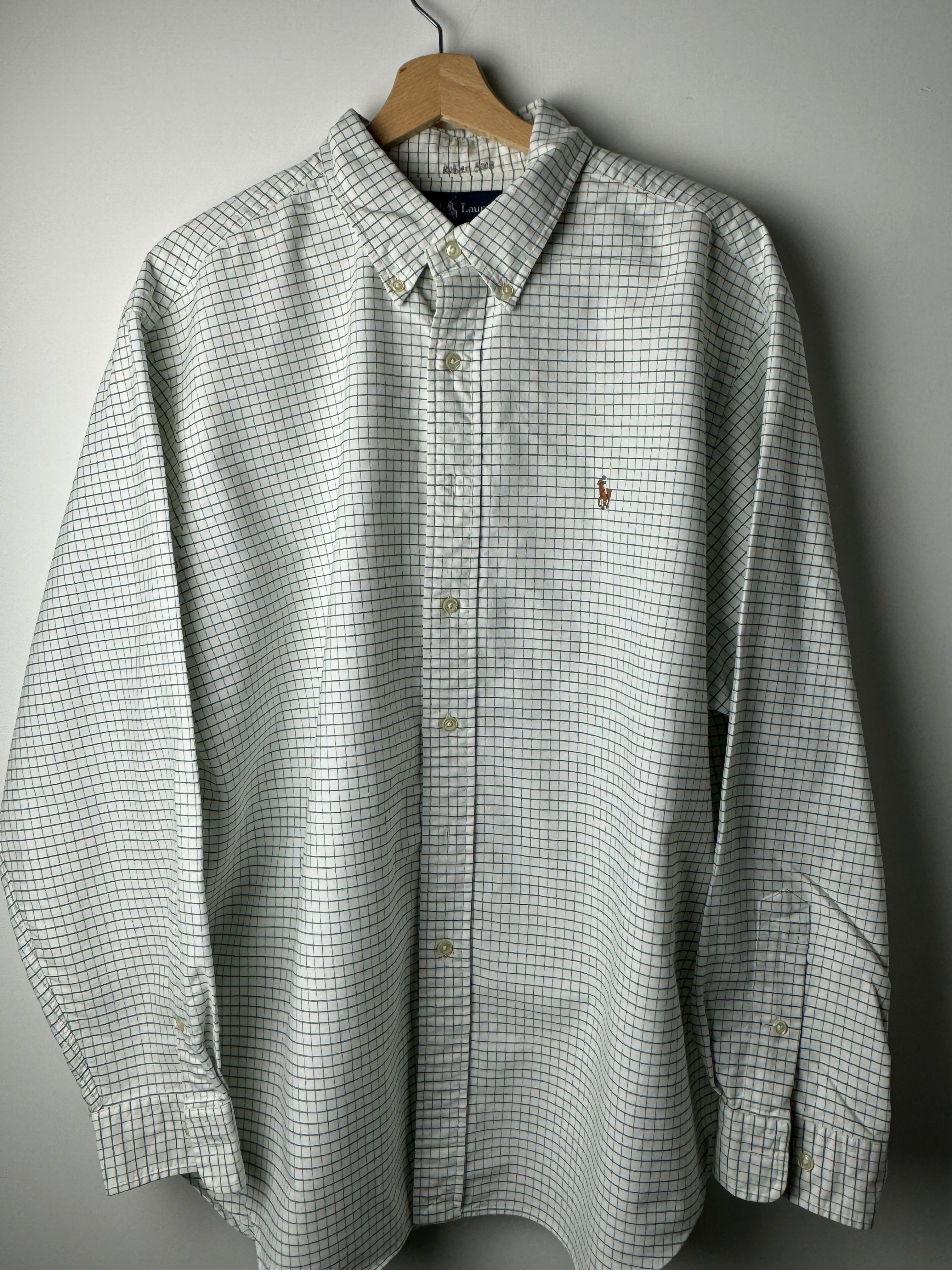 Camicia Ralph Lauren bianco con quadretto verde - XL