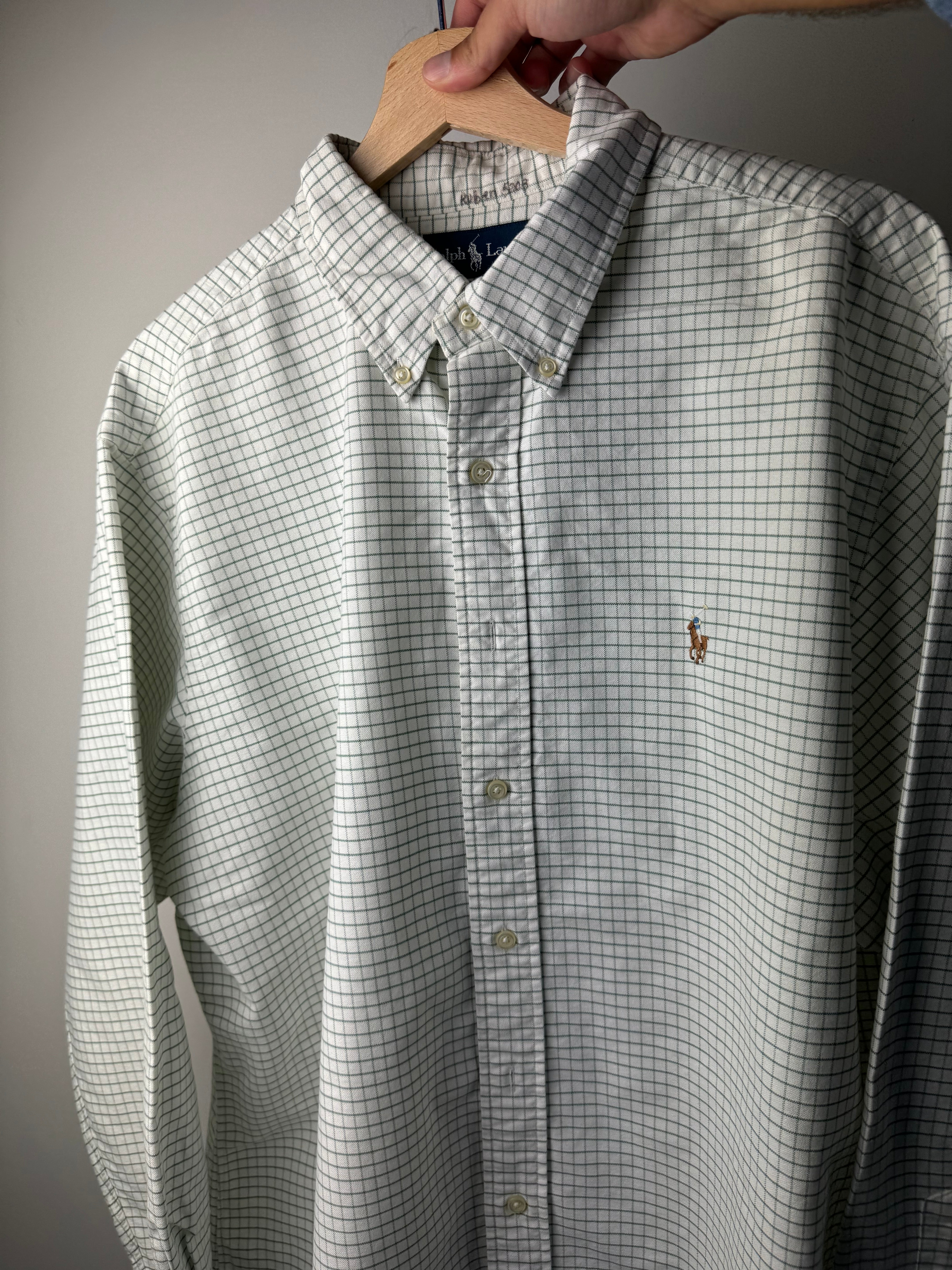 Camicia Ralph Lauren bianco con quadretto verde - XL