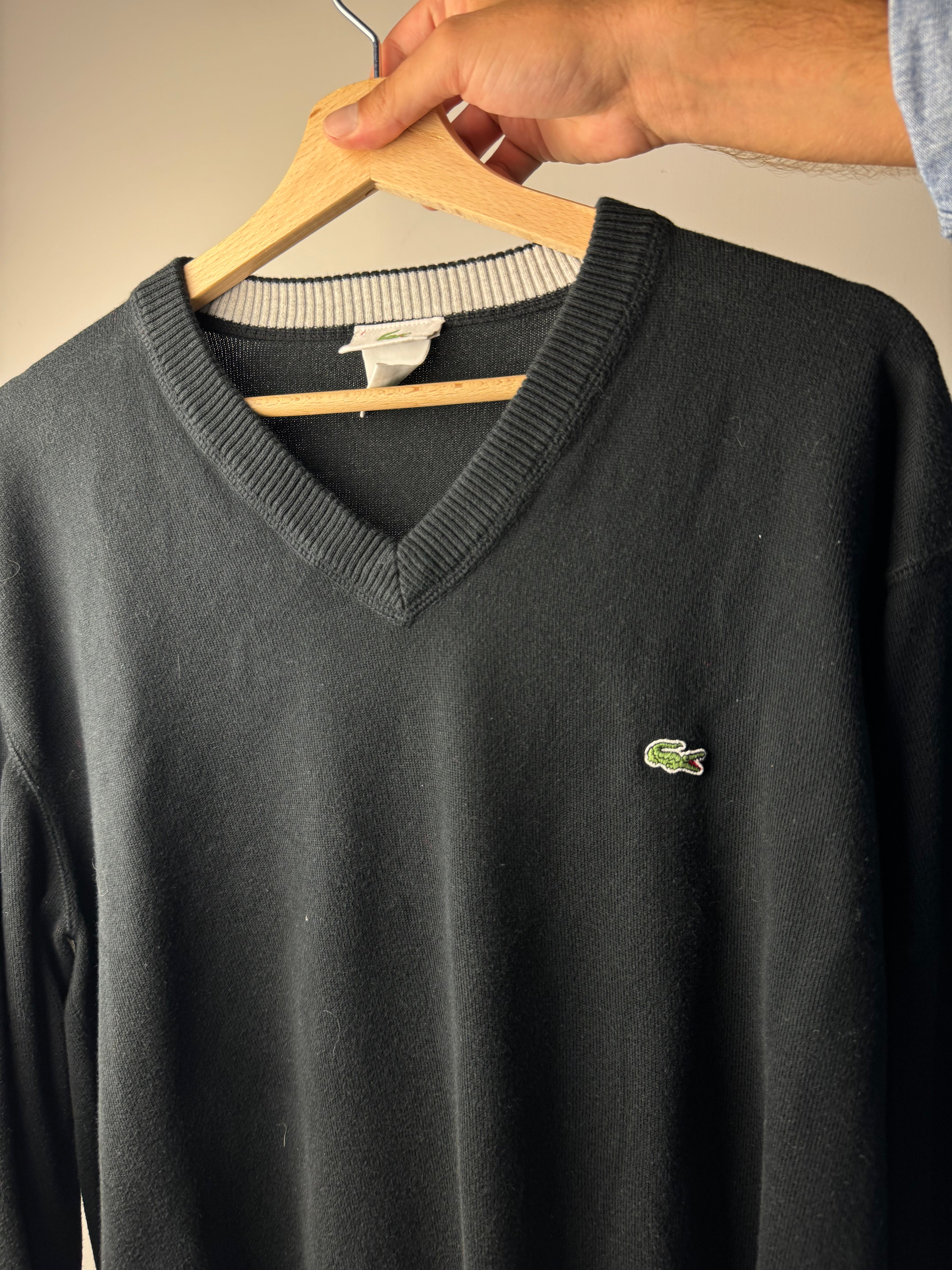 Maglioncino Lacoste Nero scollo a V - XL