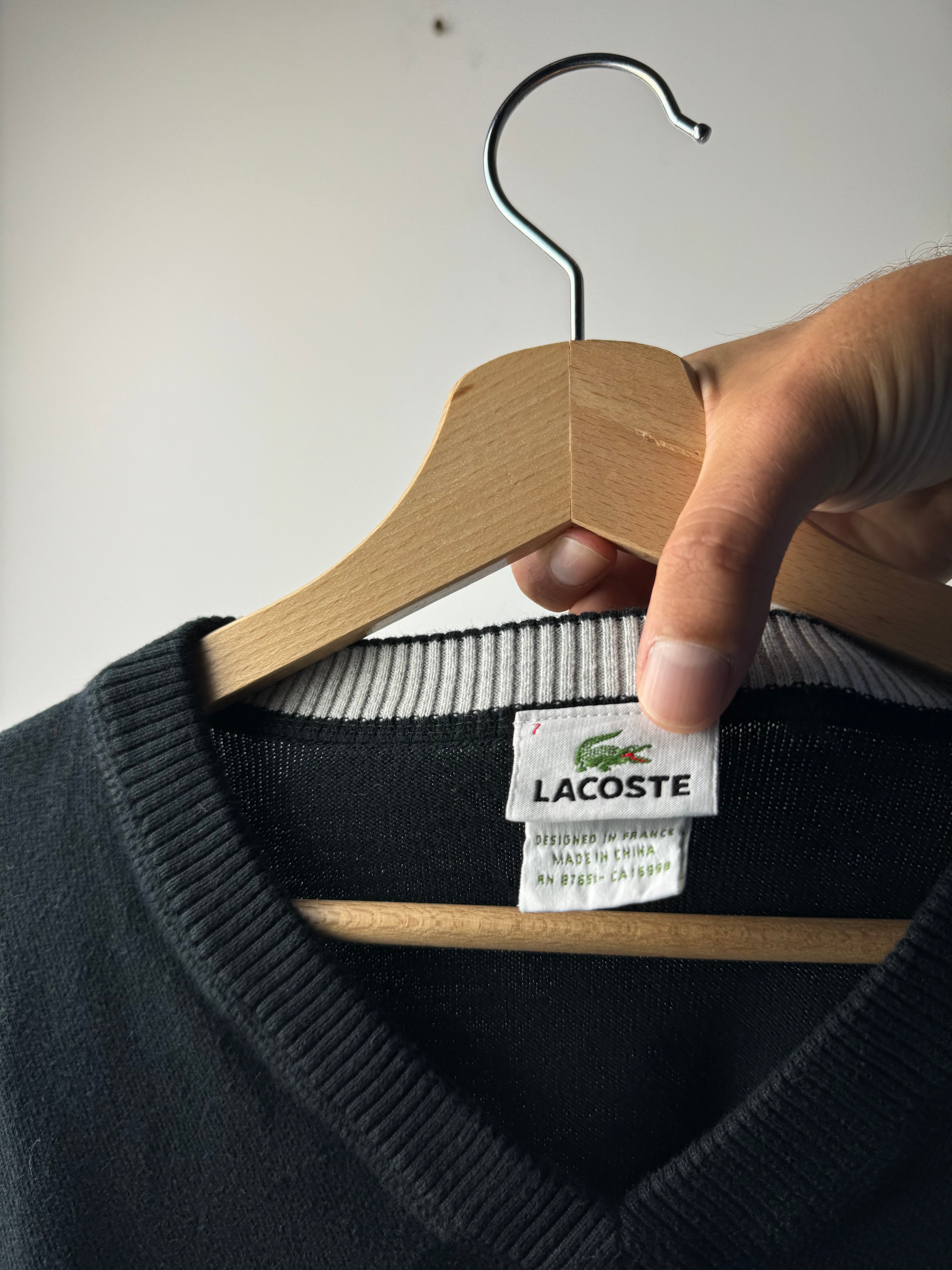 Maglioncino Lacoste Nero scollo a V - XL