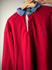 Polo Rugby Ralph Lauren rossa con collo denim - L