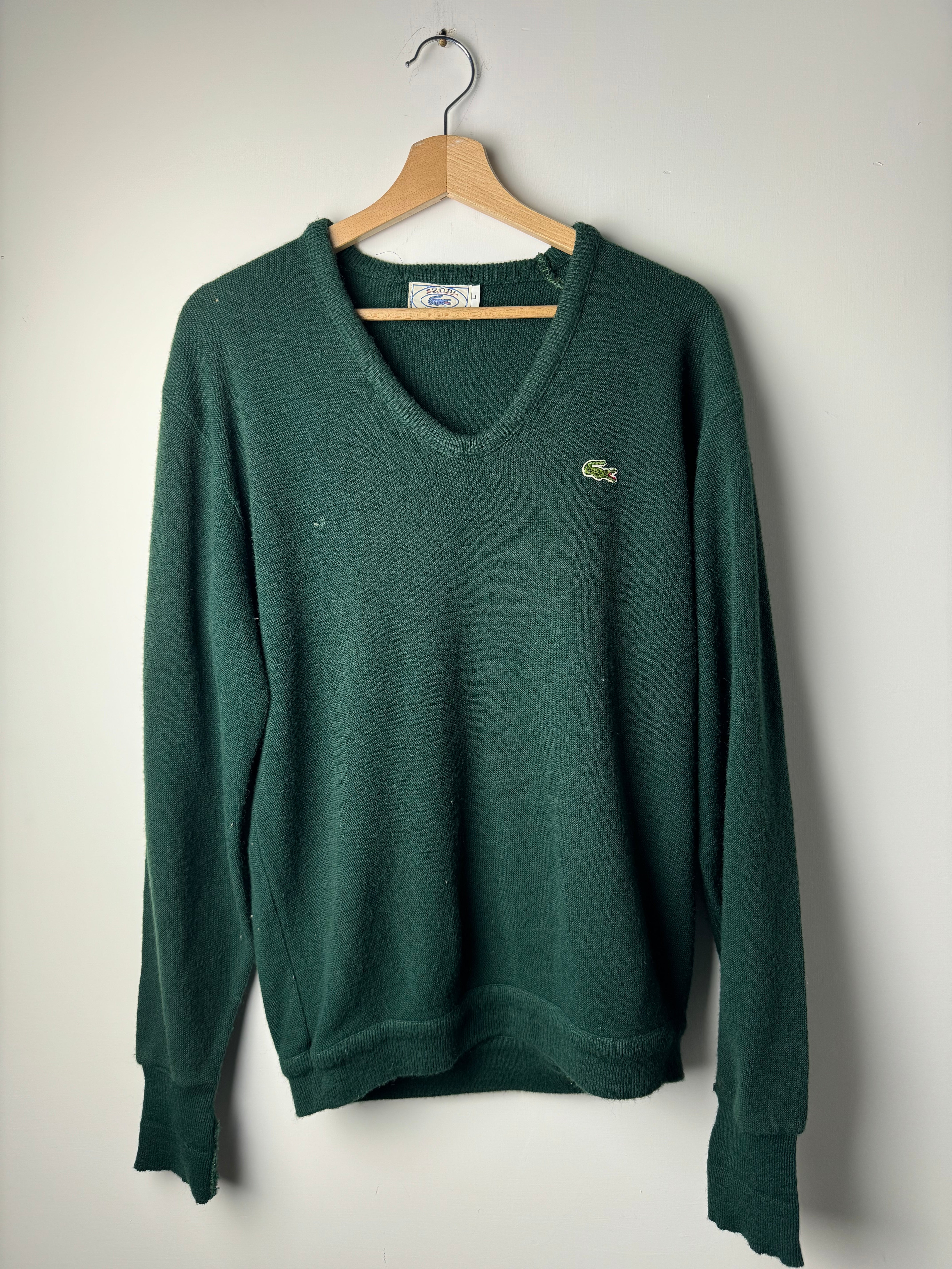 Maglione scollo a V Lacoste Verde - L