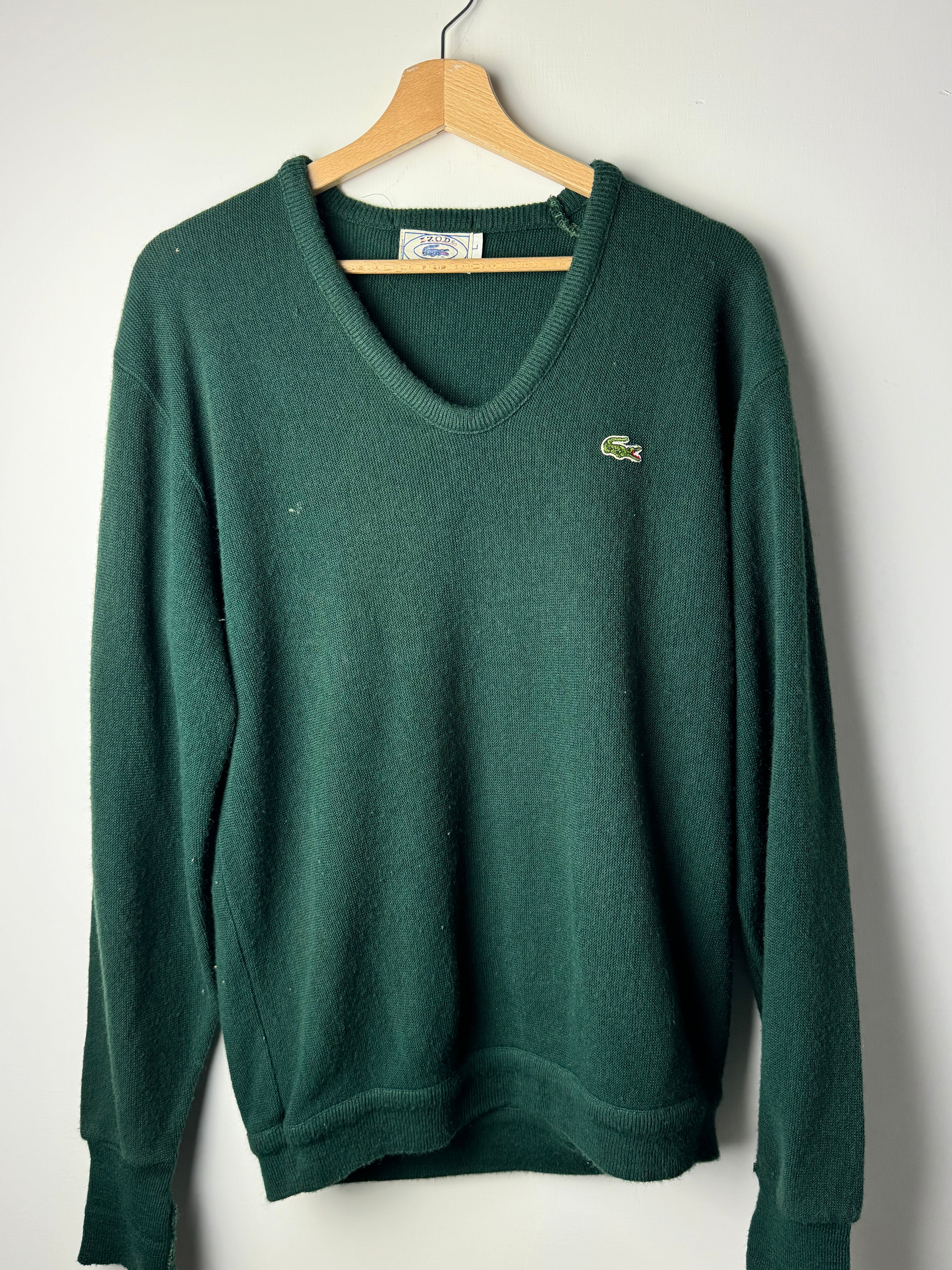 Maglione scollo a V Lacoste Verde - L