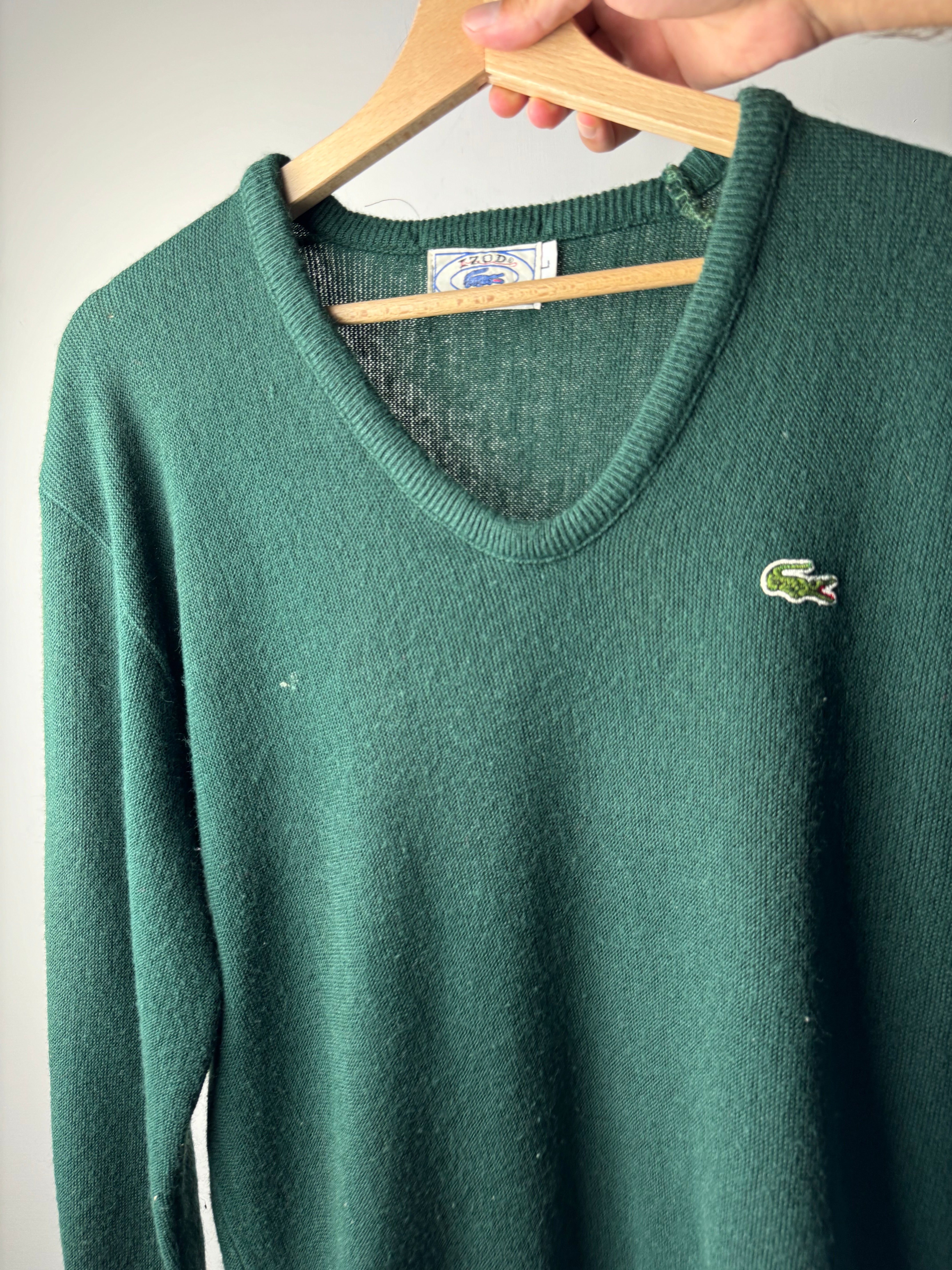 Maglione scollo a V Lacoste Verde - L