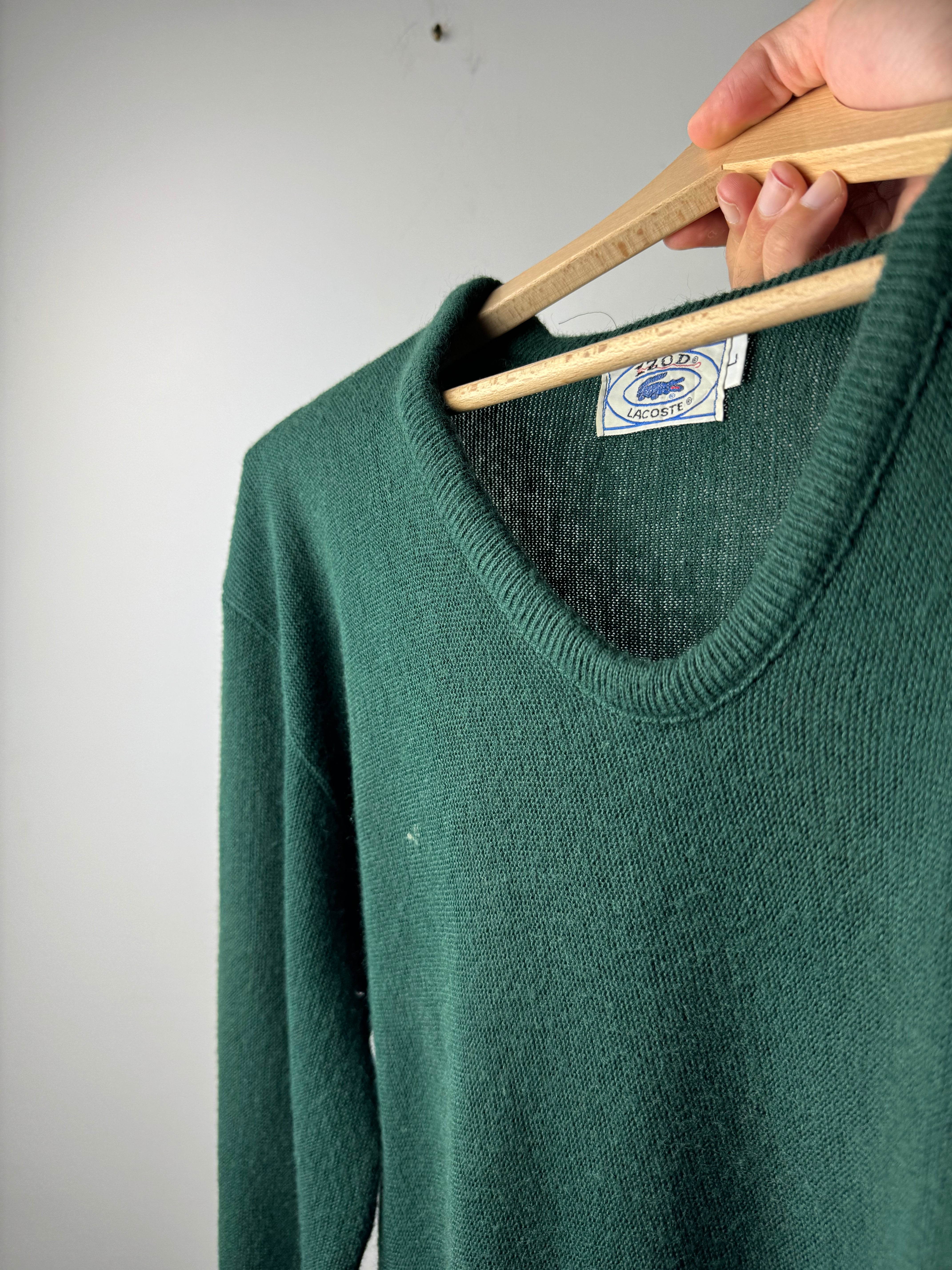 Maglione scollo a V Lacoste Verde - L