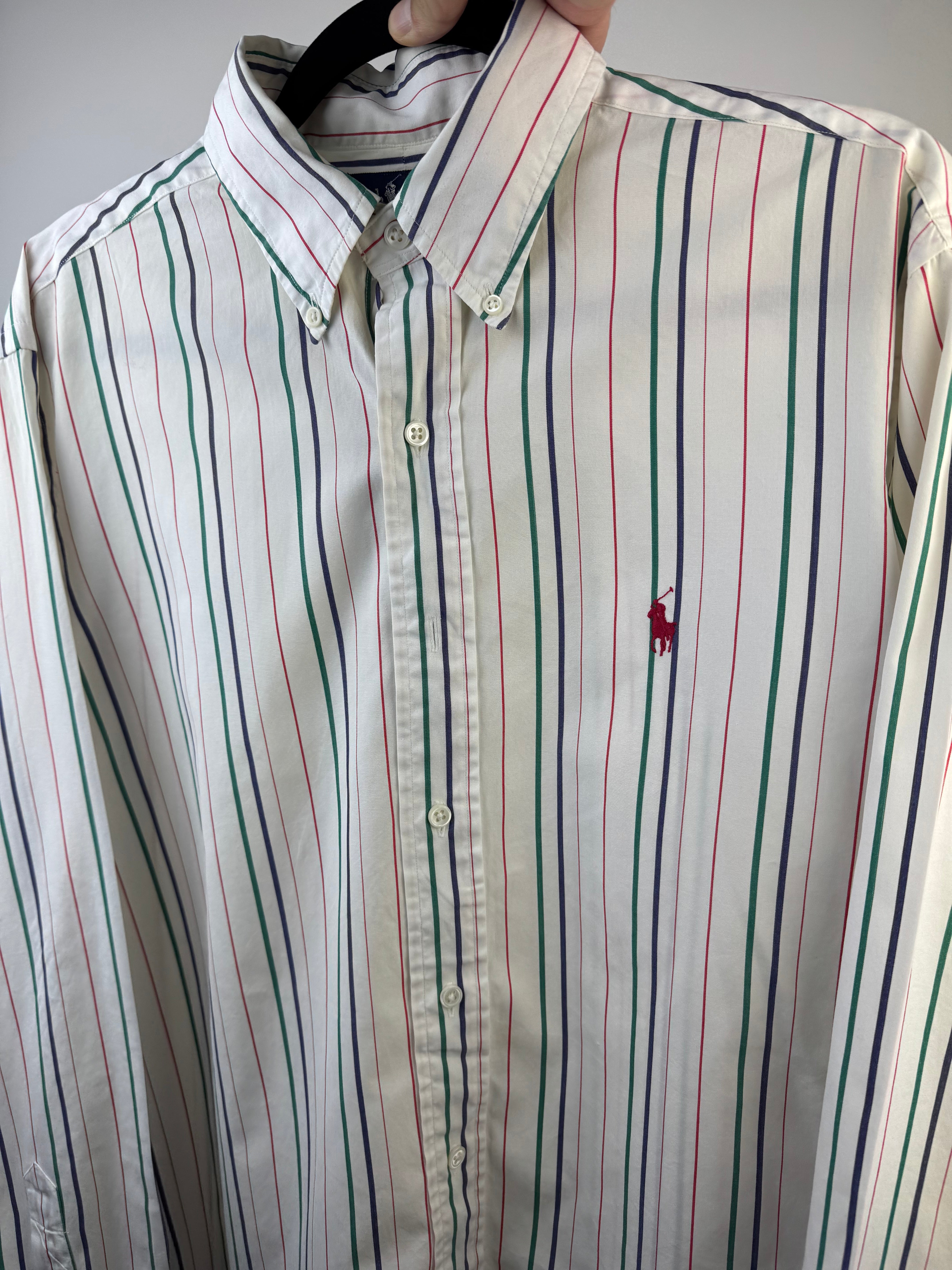 Camicia Ralph Lauren Bianca a riga multicolore - L