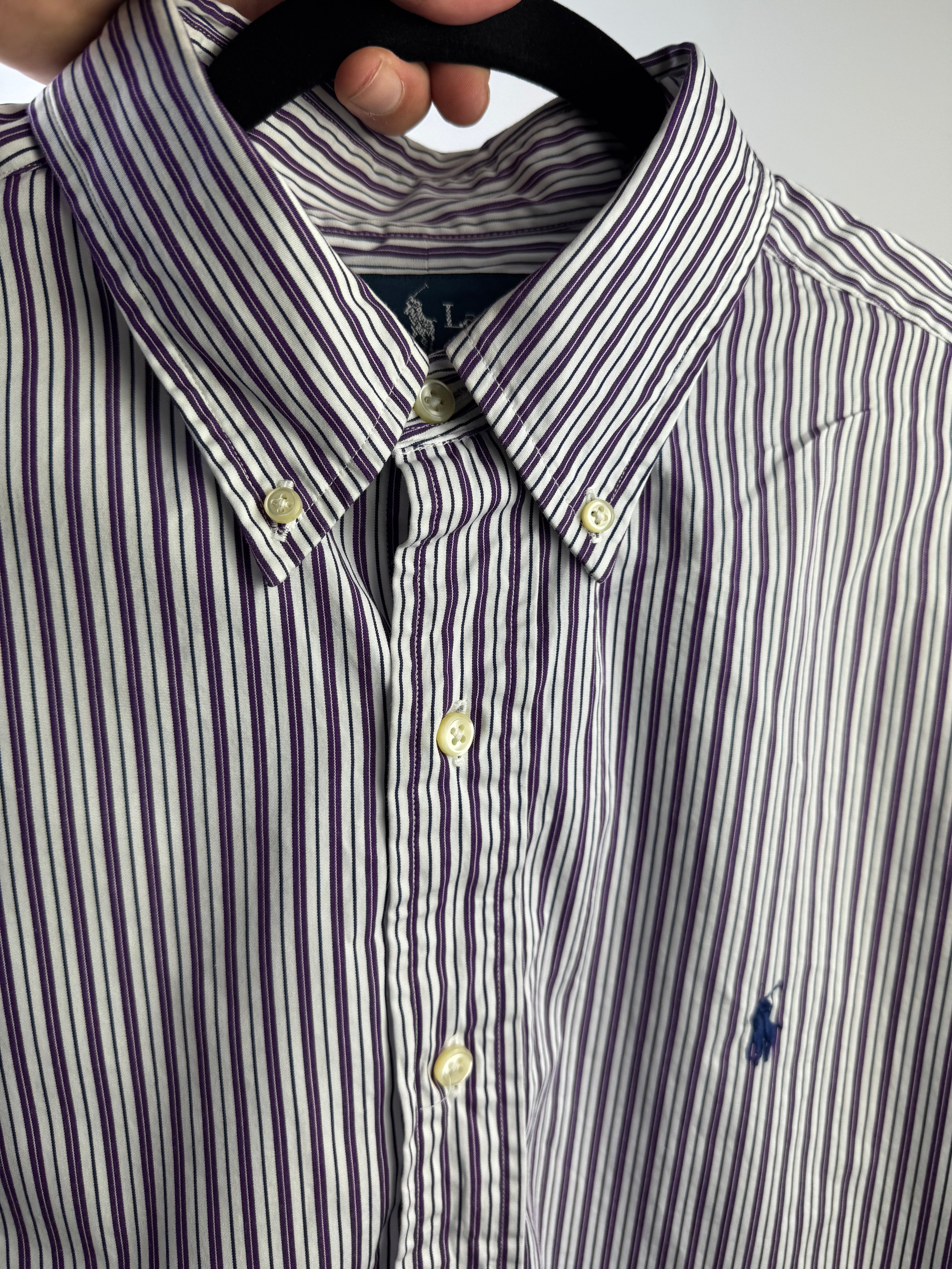 Camicia Ralph Lauren riga bianca e viola - L