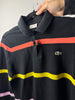 Polo Lacoste nera con riga multicolore - S