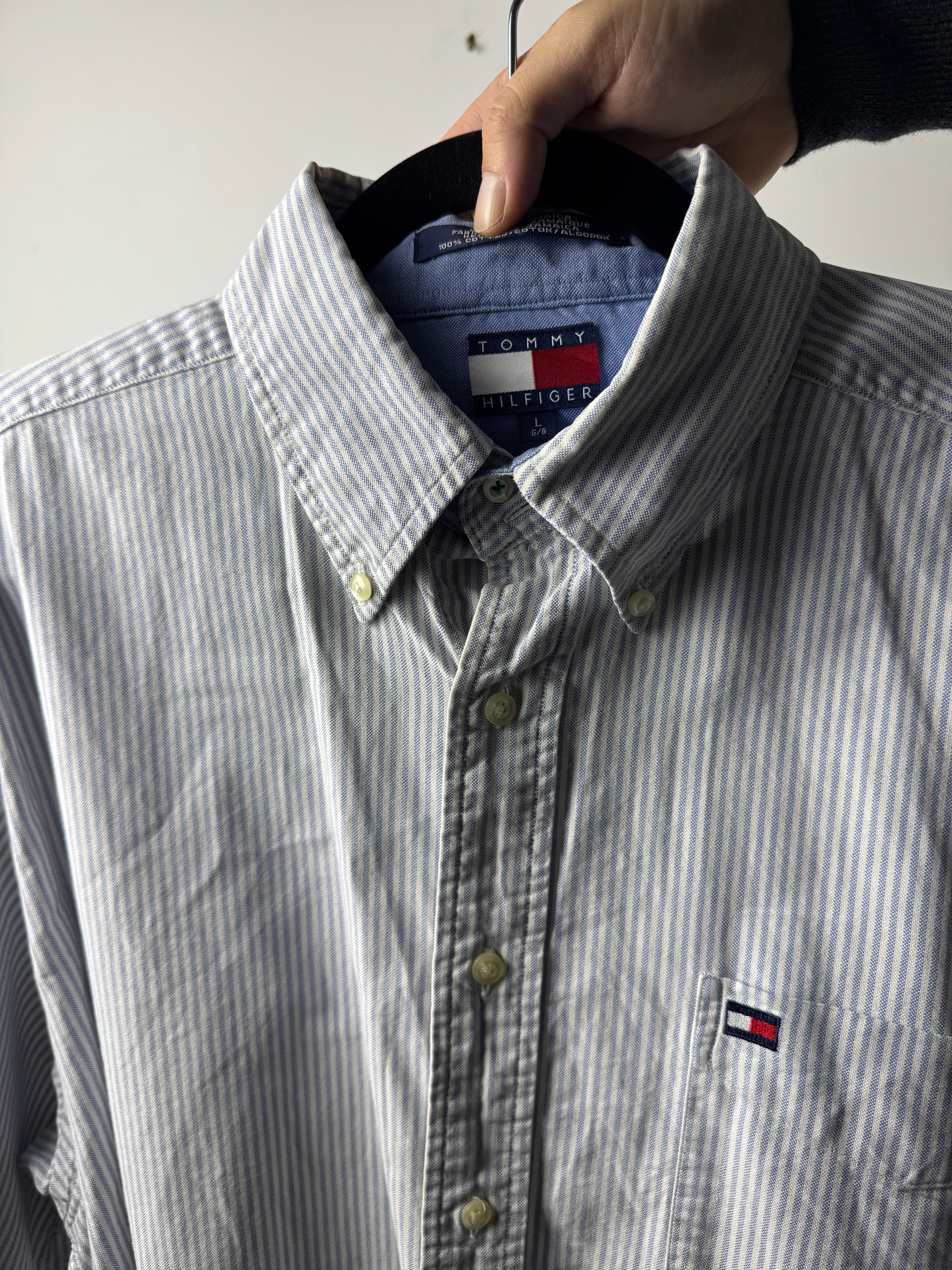 Camicia Tommy Hilfiger a riga azzurra - L