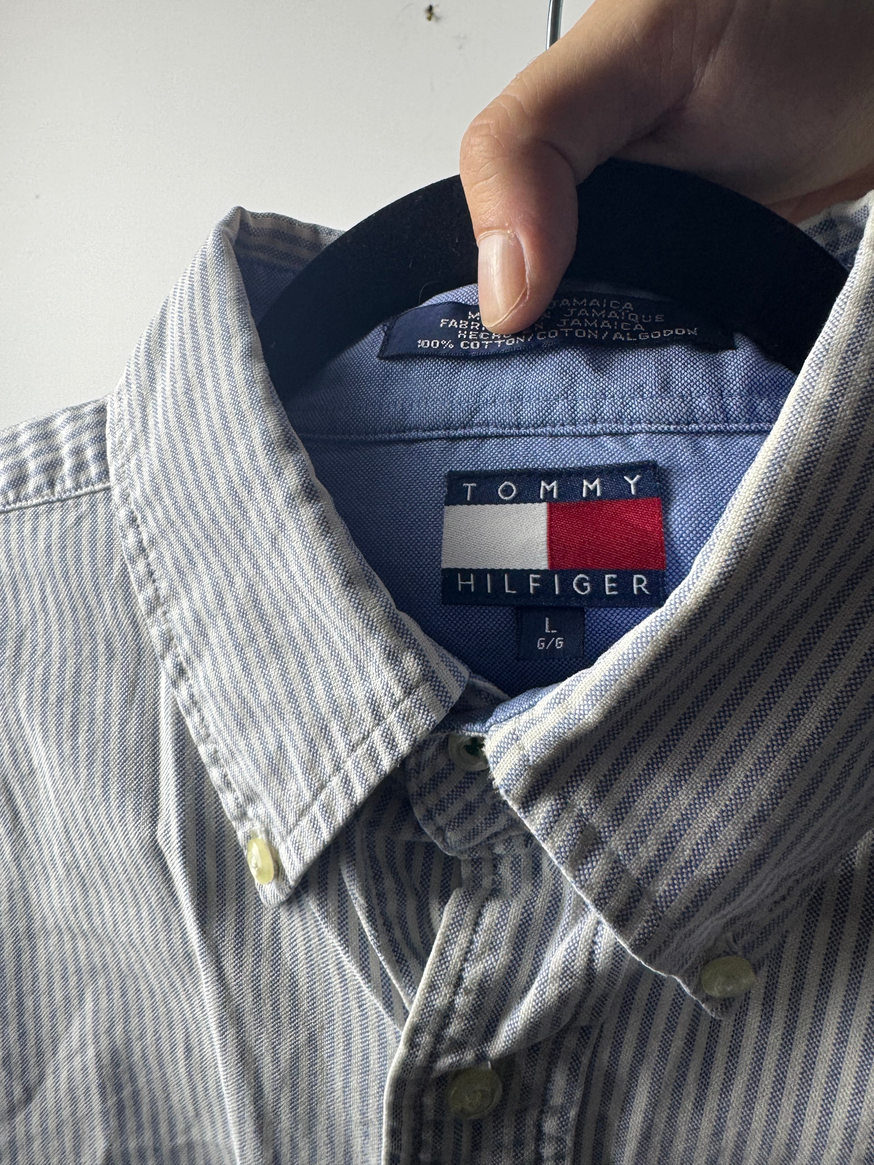 Camicia Tommy Hilfiger a riga azzurra - L