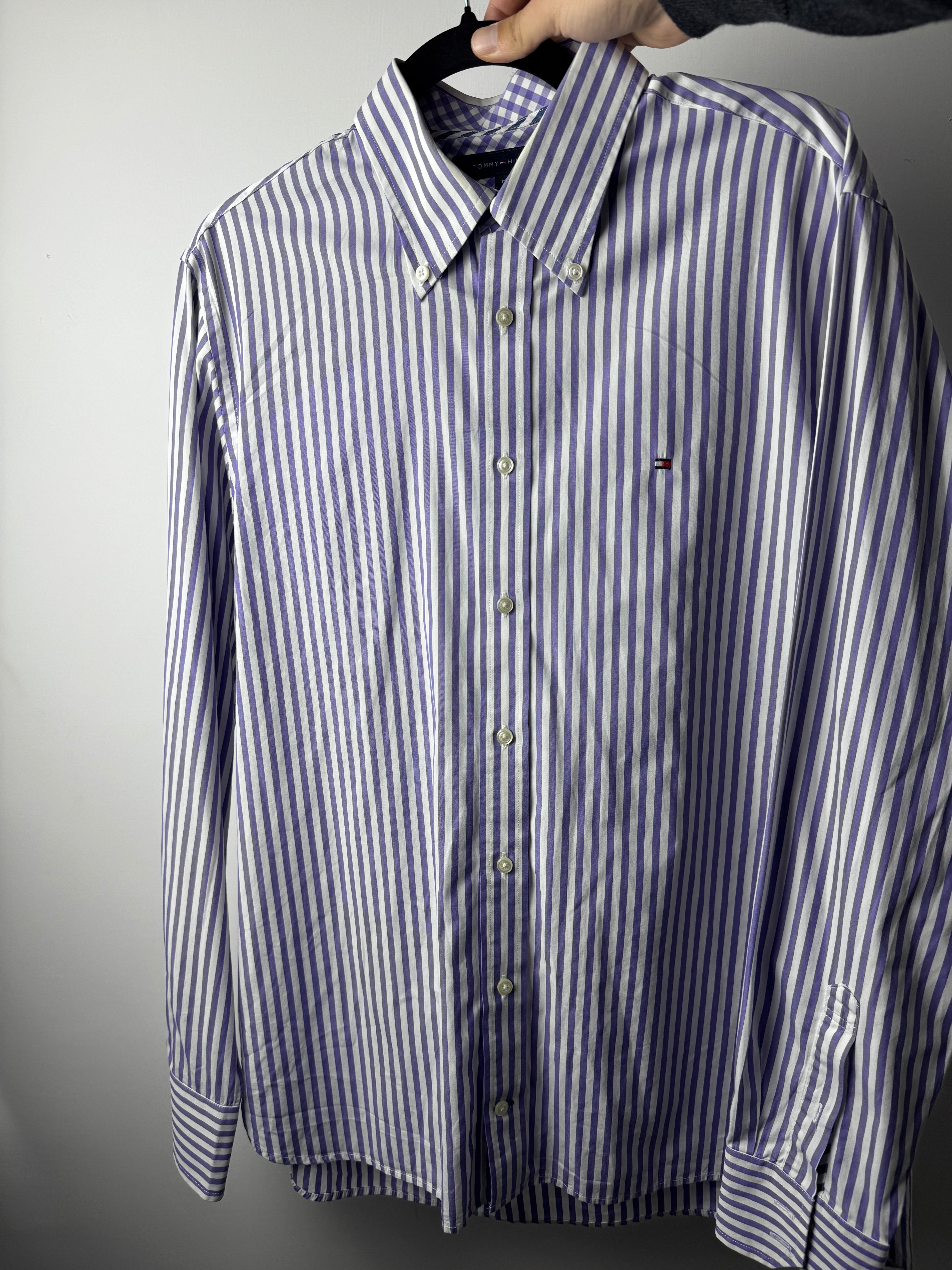 Camicia Tommy Hilfiger a riga viola - M