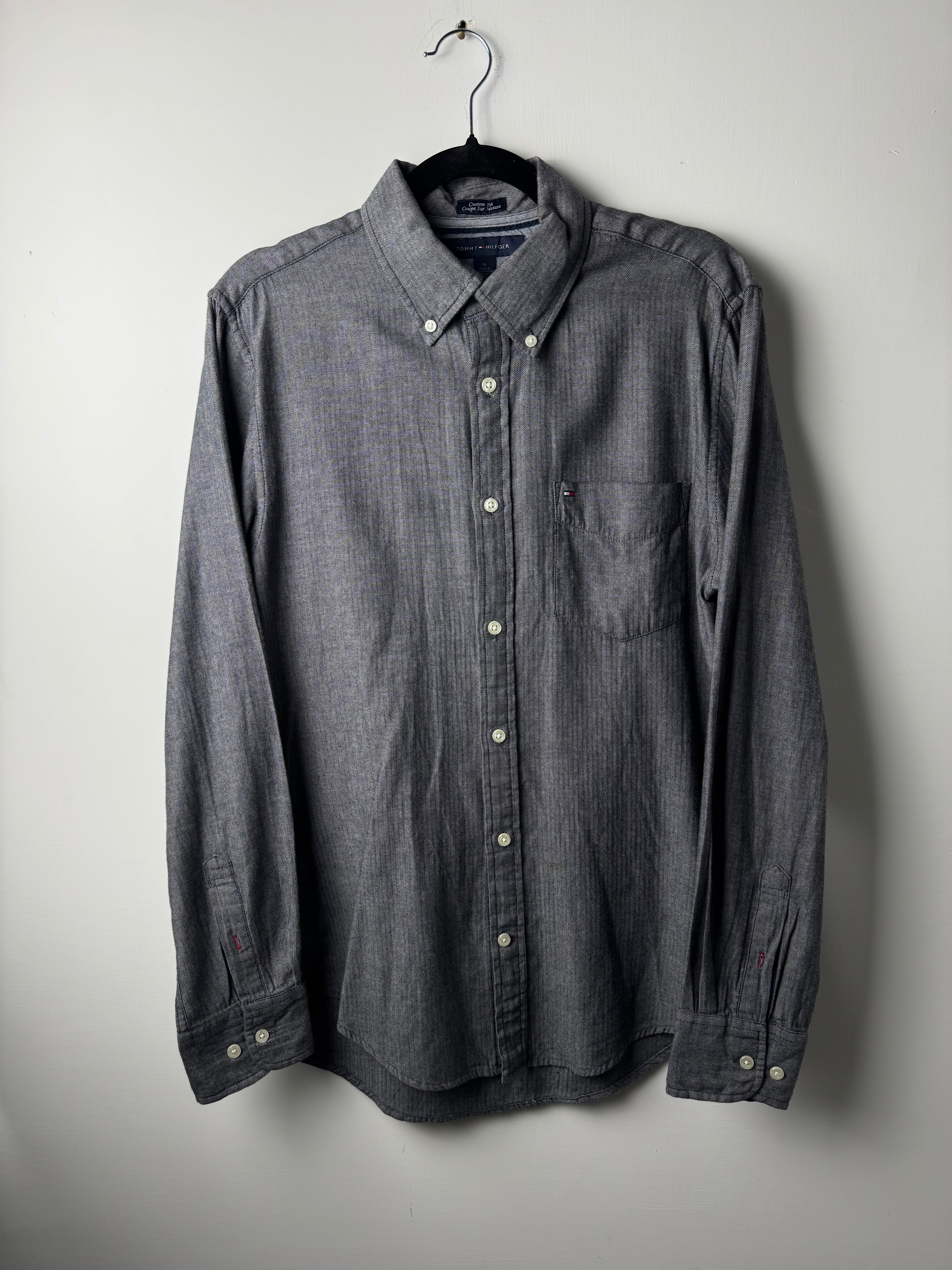 Camicia Tommy Hilfiger grigio antracite con trama - M