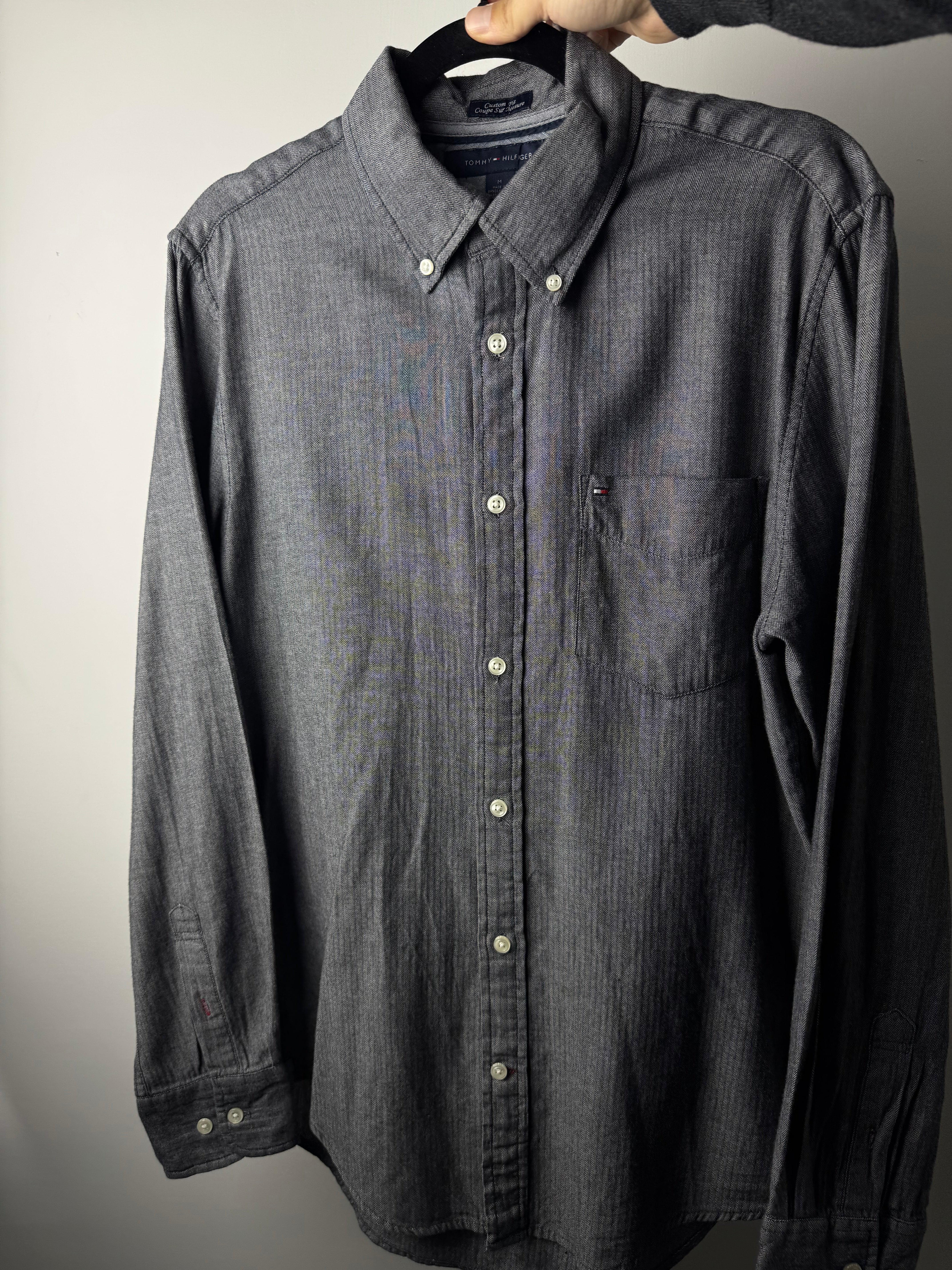 Camicia Tommy Hilfiger grigio antracite con trama - M