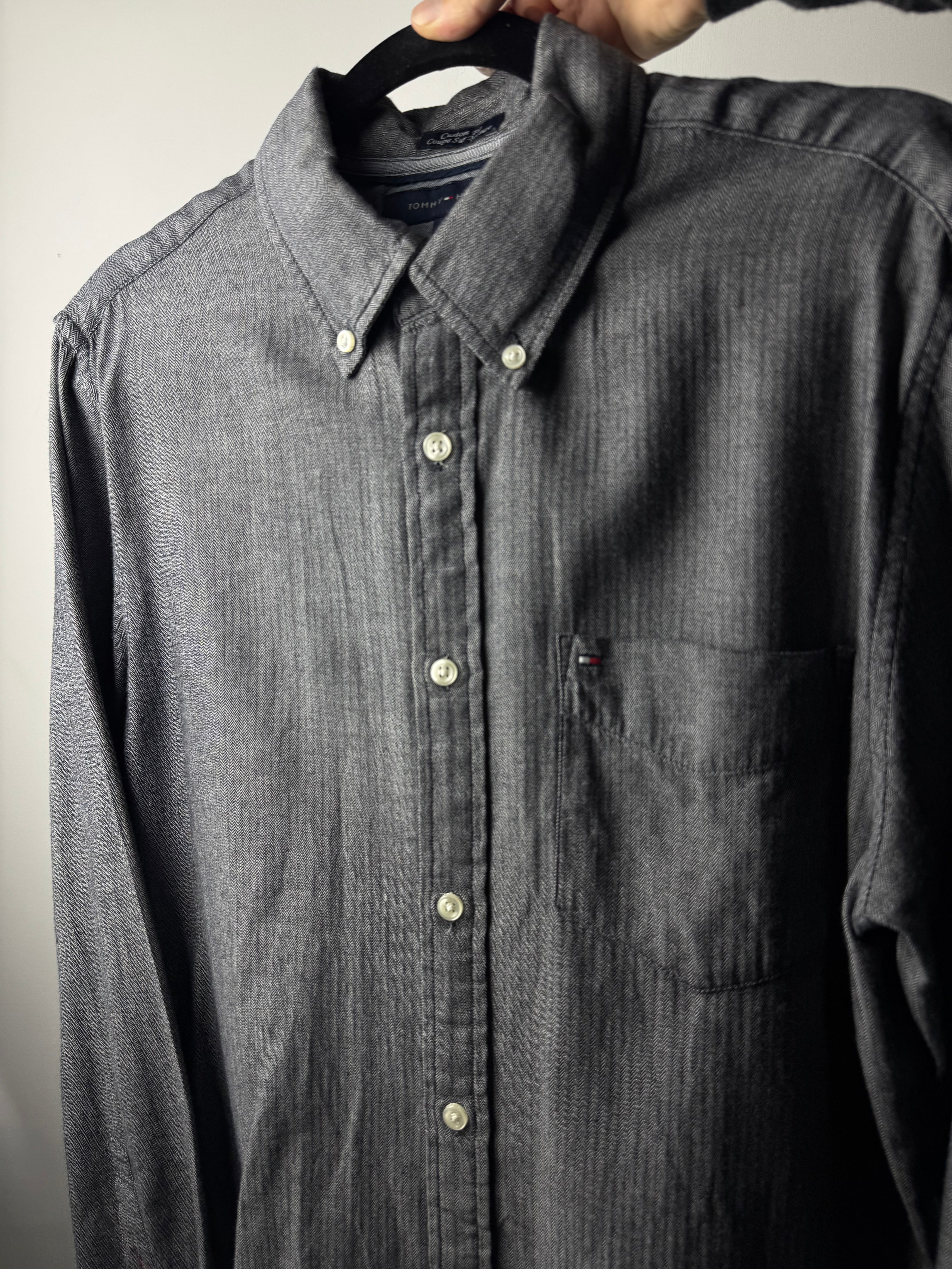 Camicia Tommy Hilfiger grigio antracite con trama - M