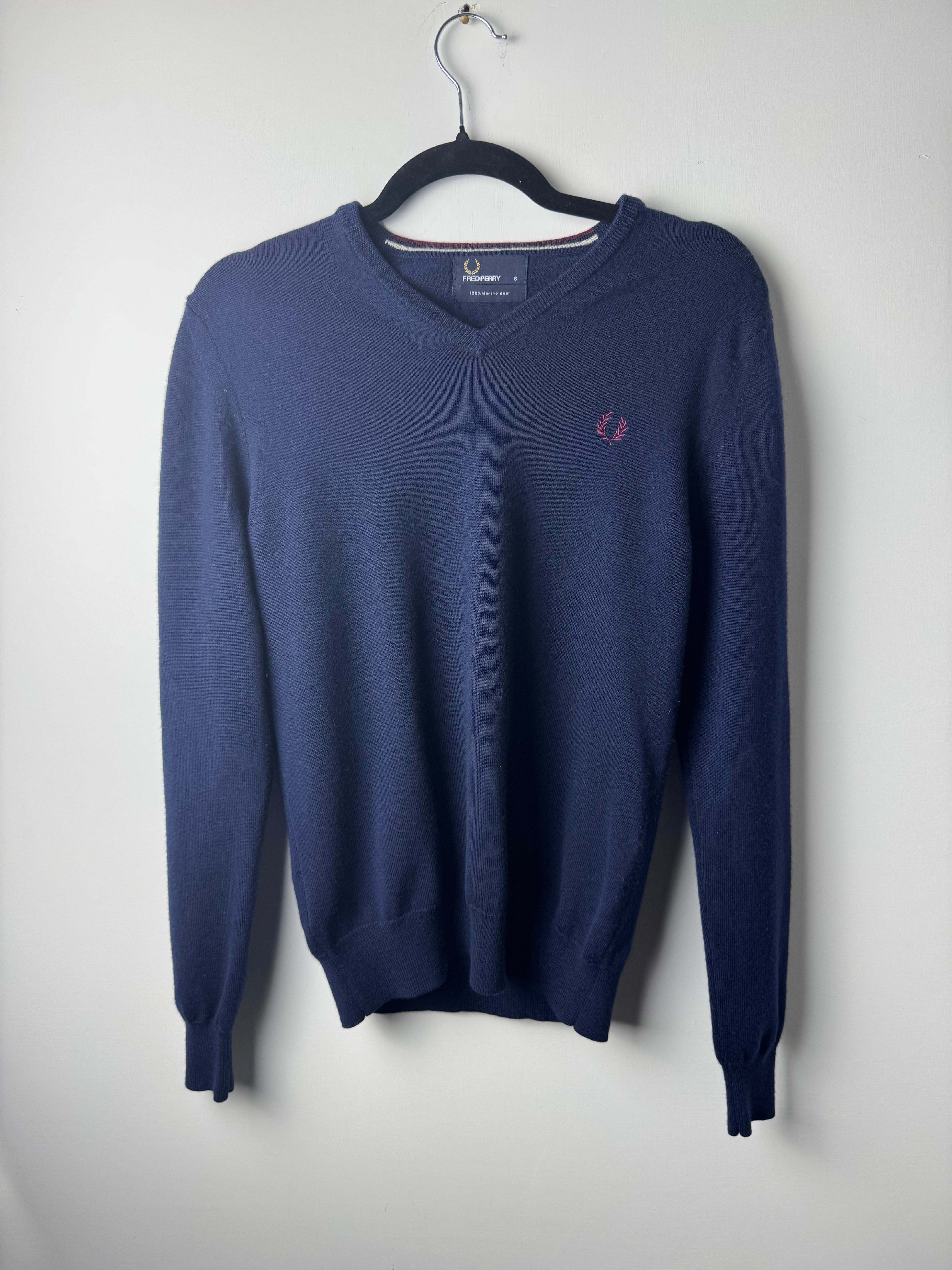 Maglione scollo a V Fred Perry Blu - S