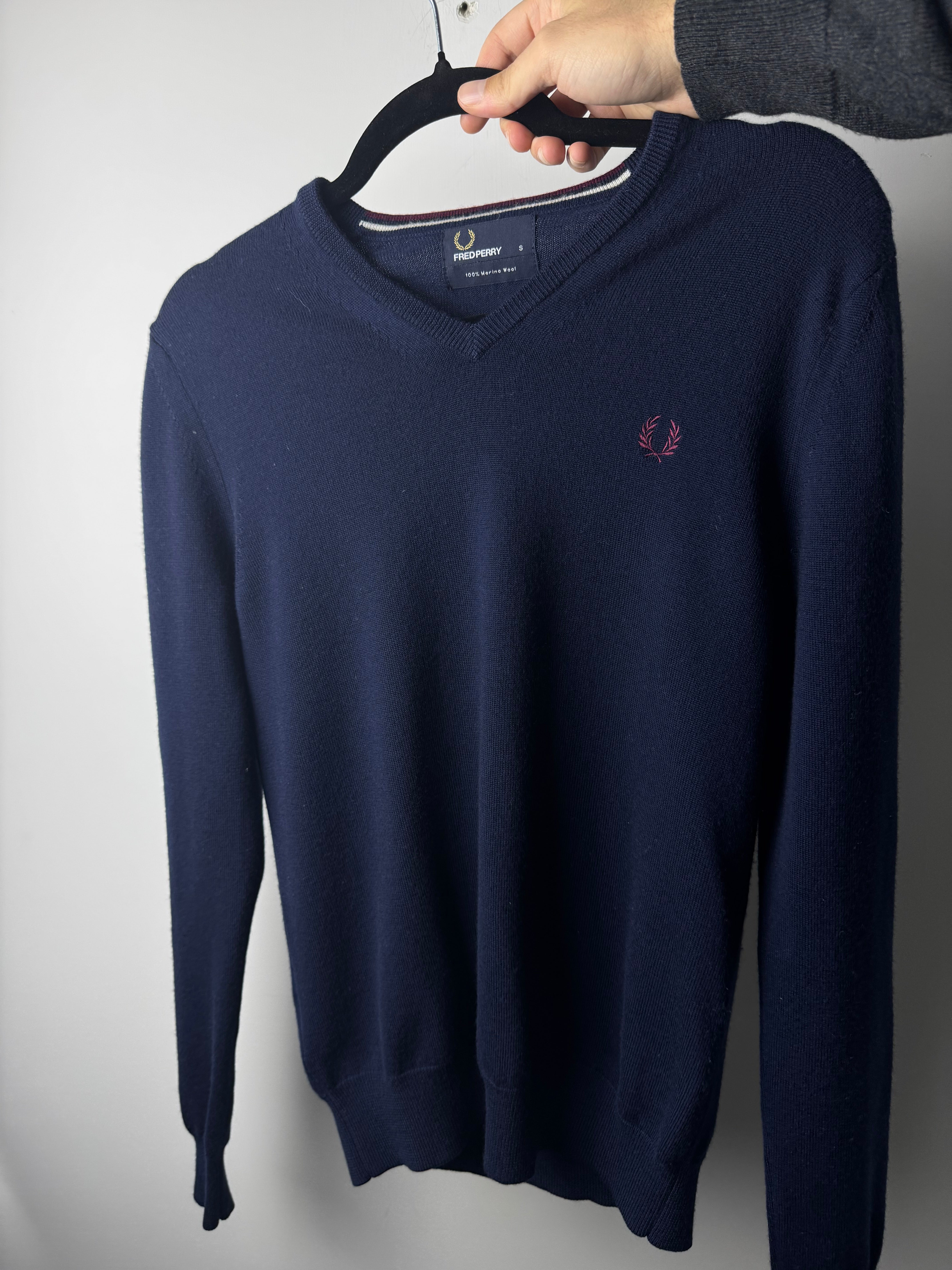 Maglione scollo a V Fred Perry Blu - S