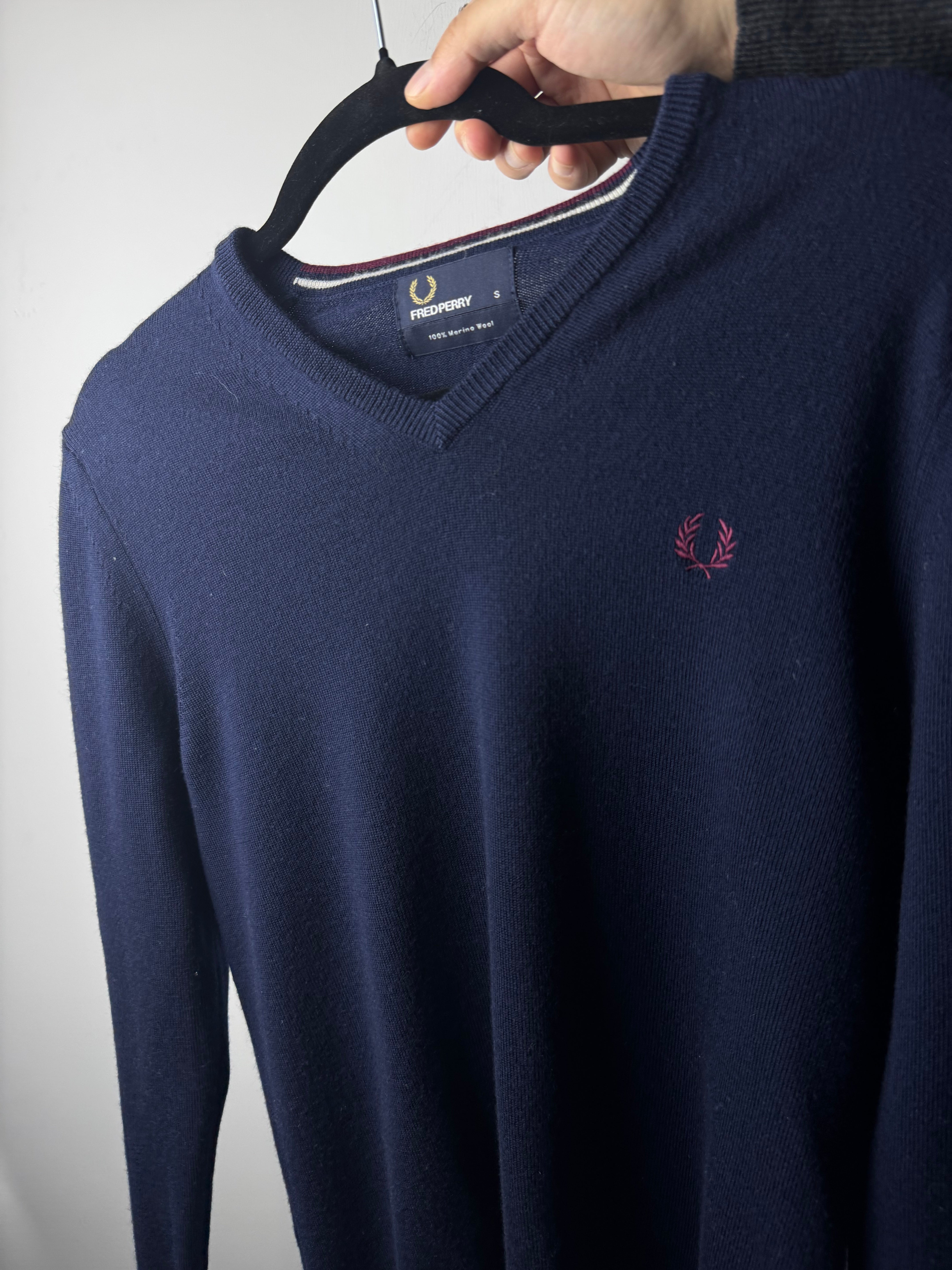 Maglione scollo a V Fred Perry Blu - S