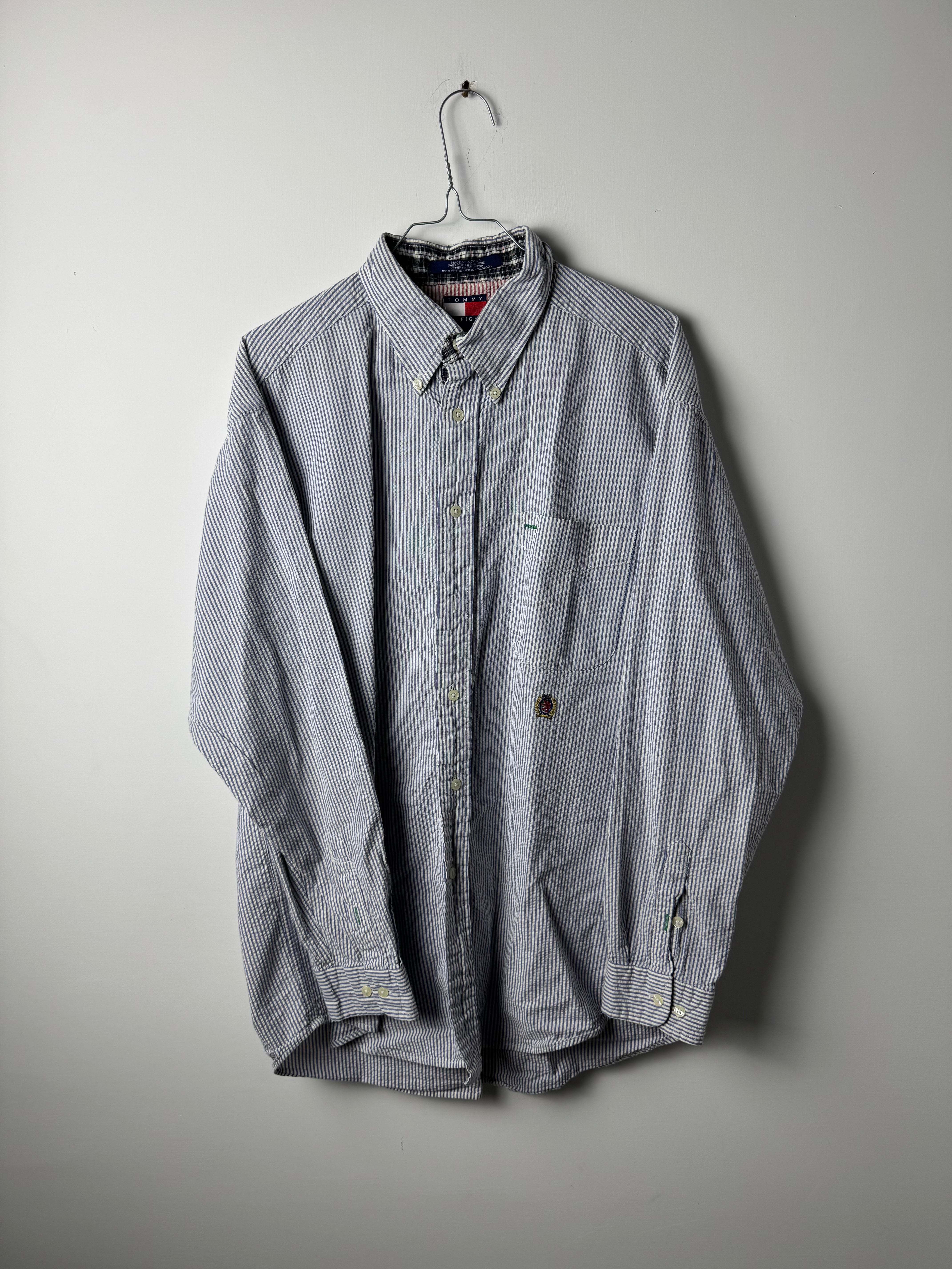 Camicia Tommy Hilfiger a riga azzurra - L