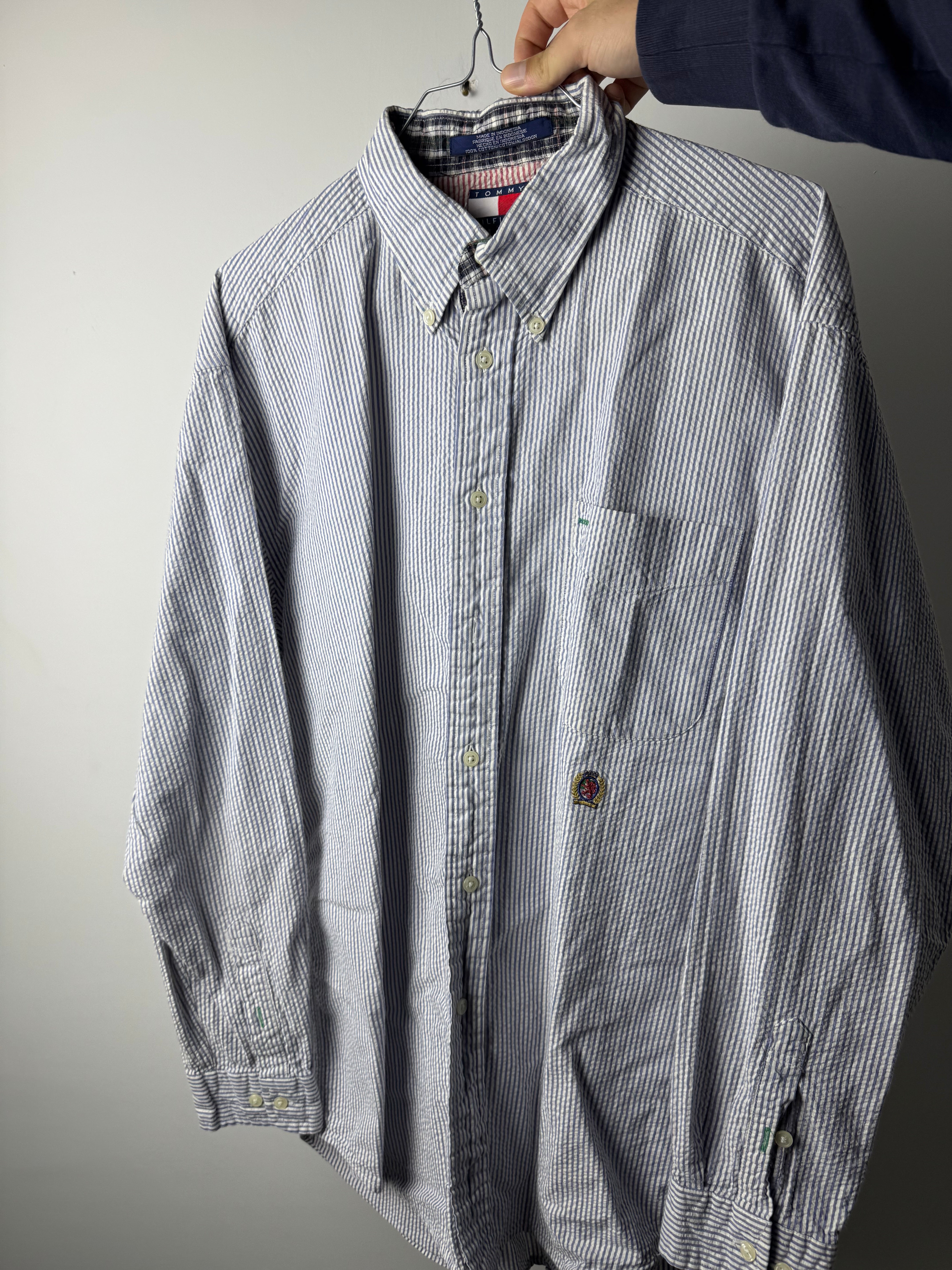 Camicia Tommy Hilfiger a riga azzurra - L