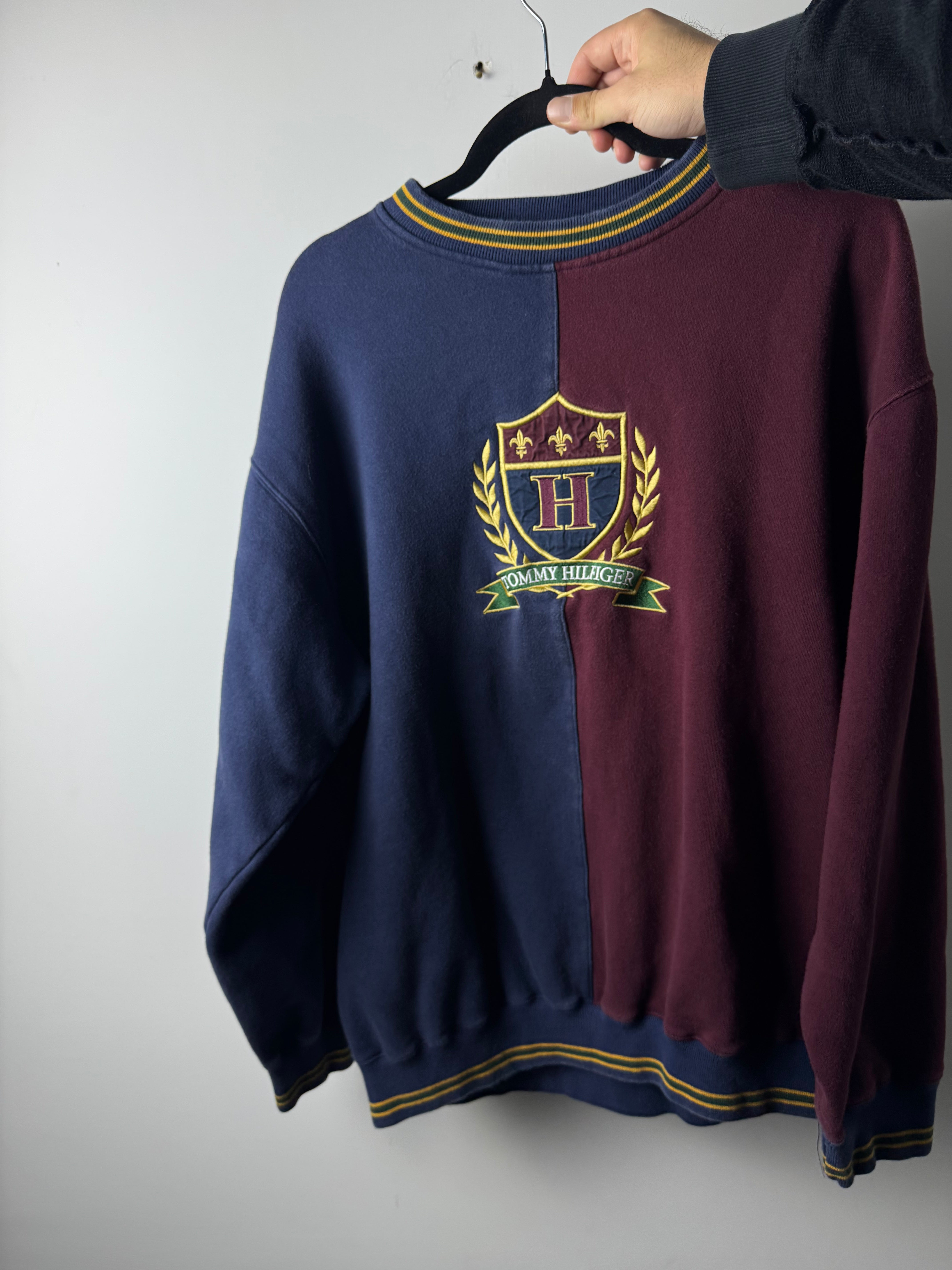 Felpa Vintage Tommy Hilfiger Rossa e blu - M