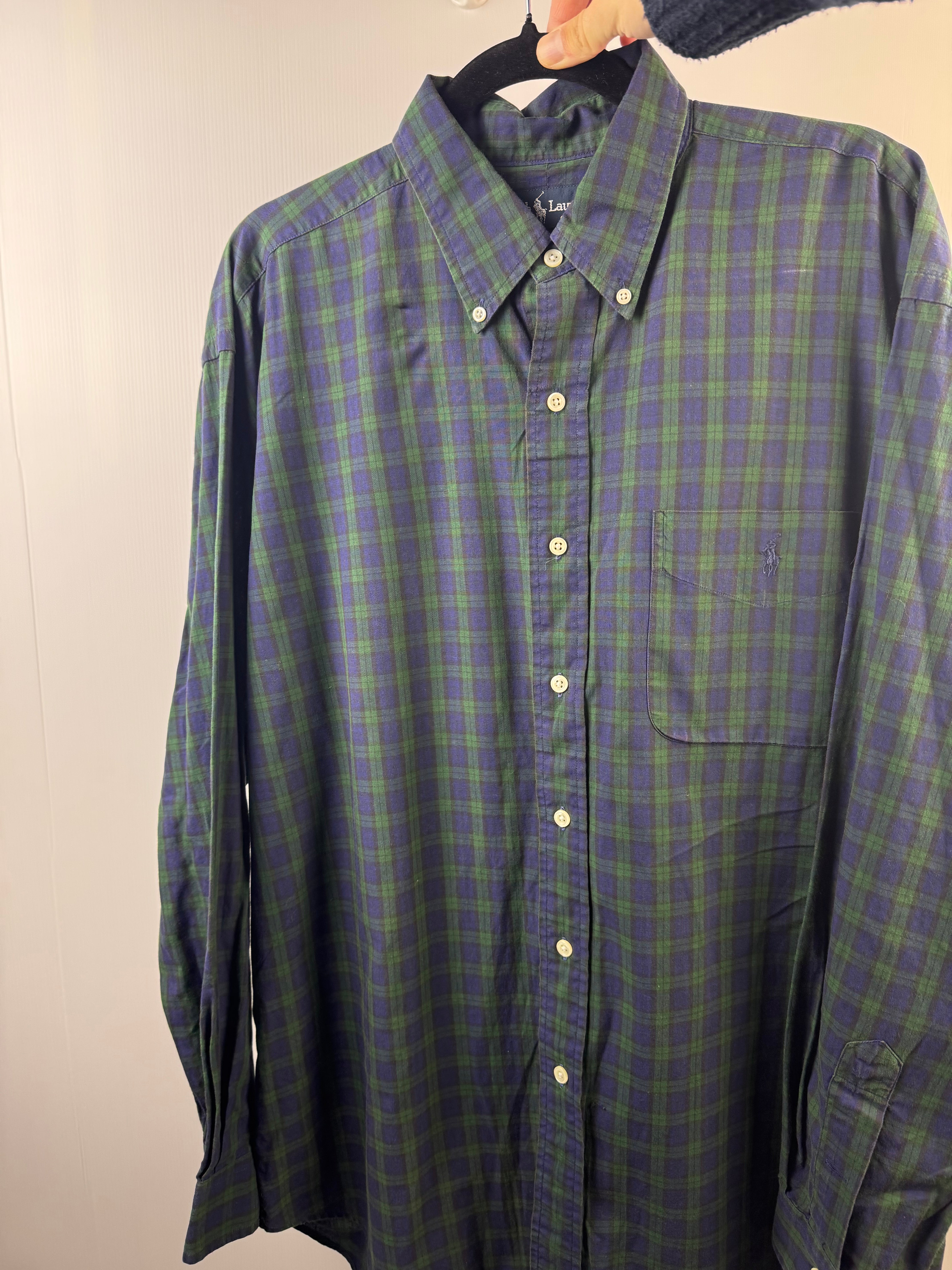 Camicia Ralph Lauren a quadretto verde e blu - L