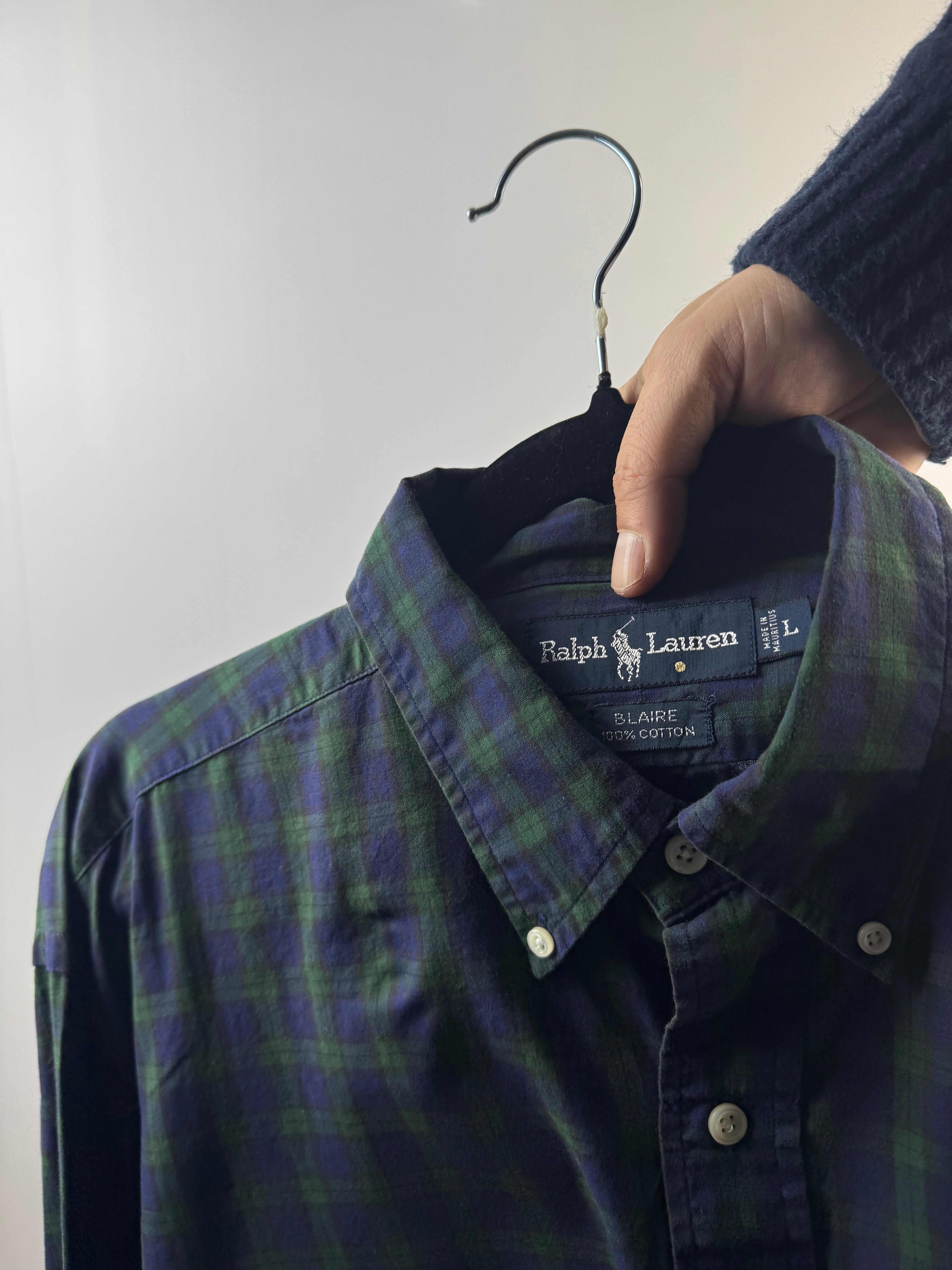 Camicia Ralph Lauren a quadretto verde e blu - L