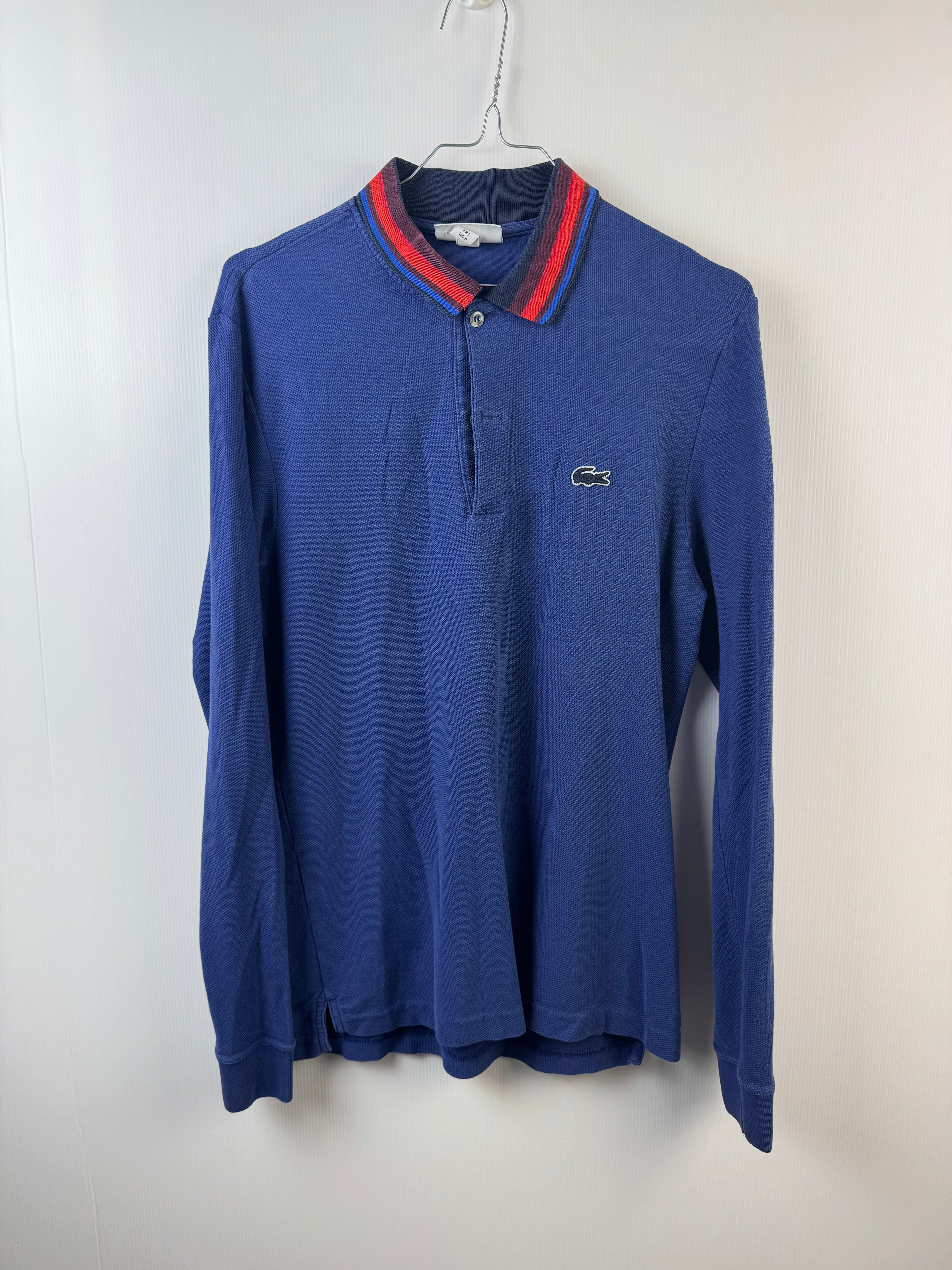 Polo Lacoste a manica lunga blu - XS