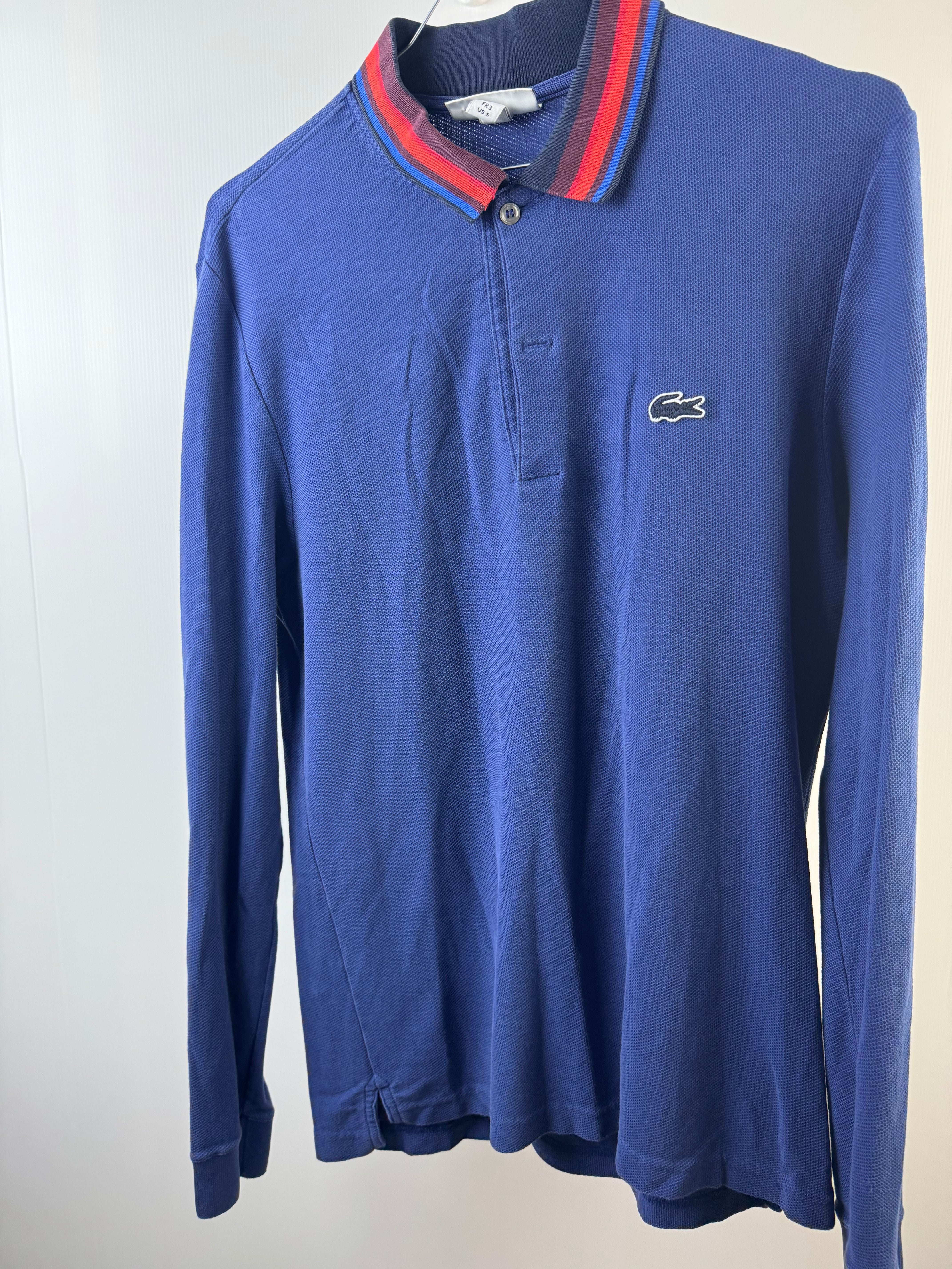 Polo Lacoste a manica lunga blu - XS