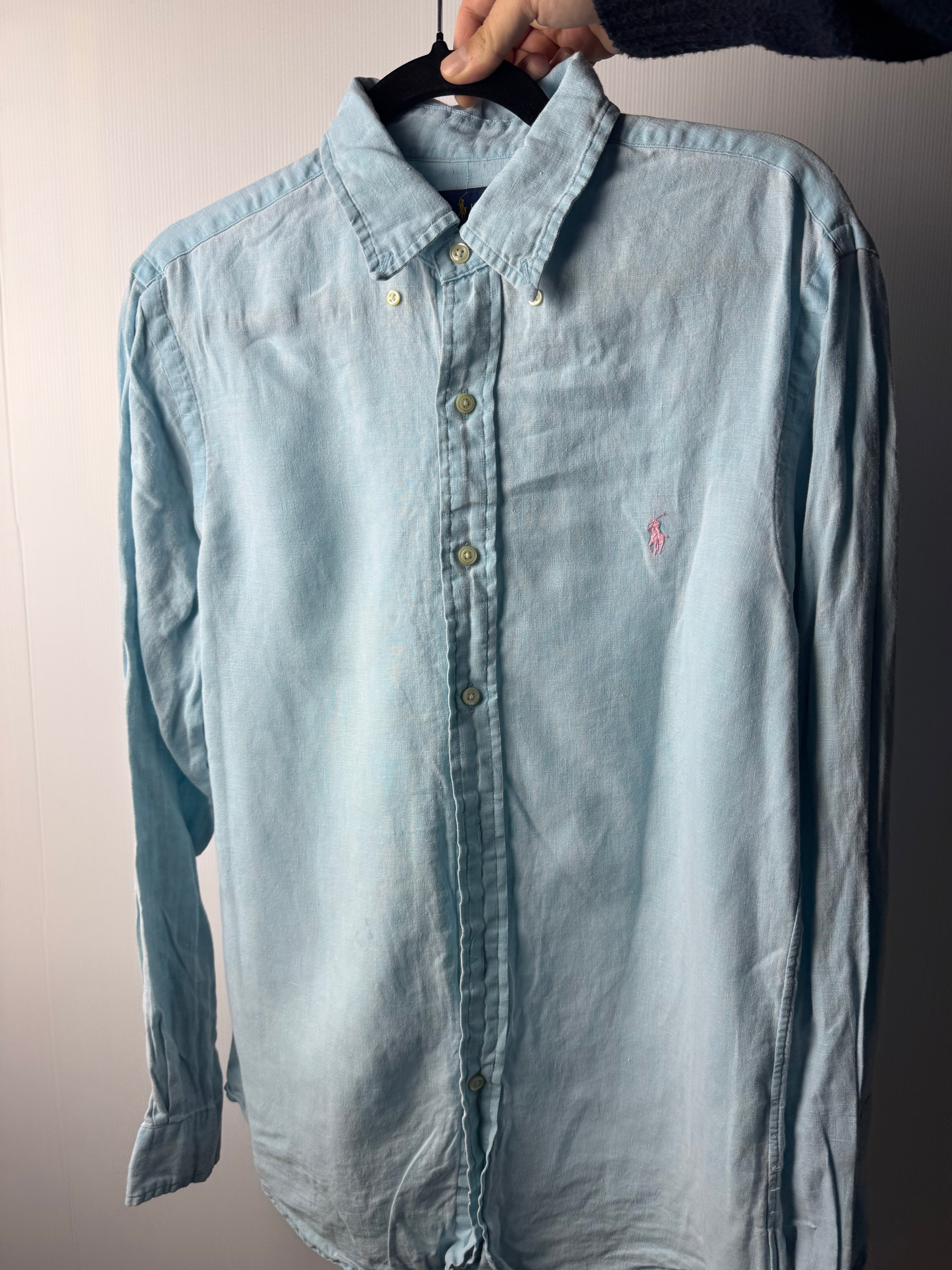 Camicia Ralph Lauren azzurra di lino - M Slim Fit