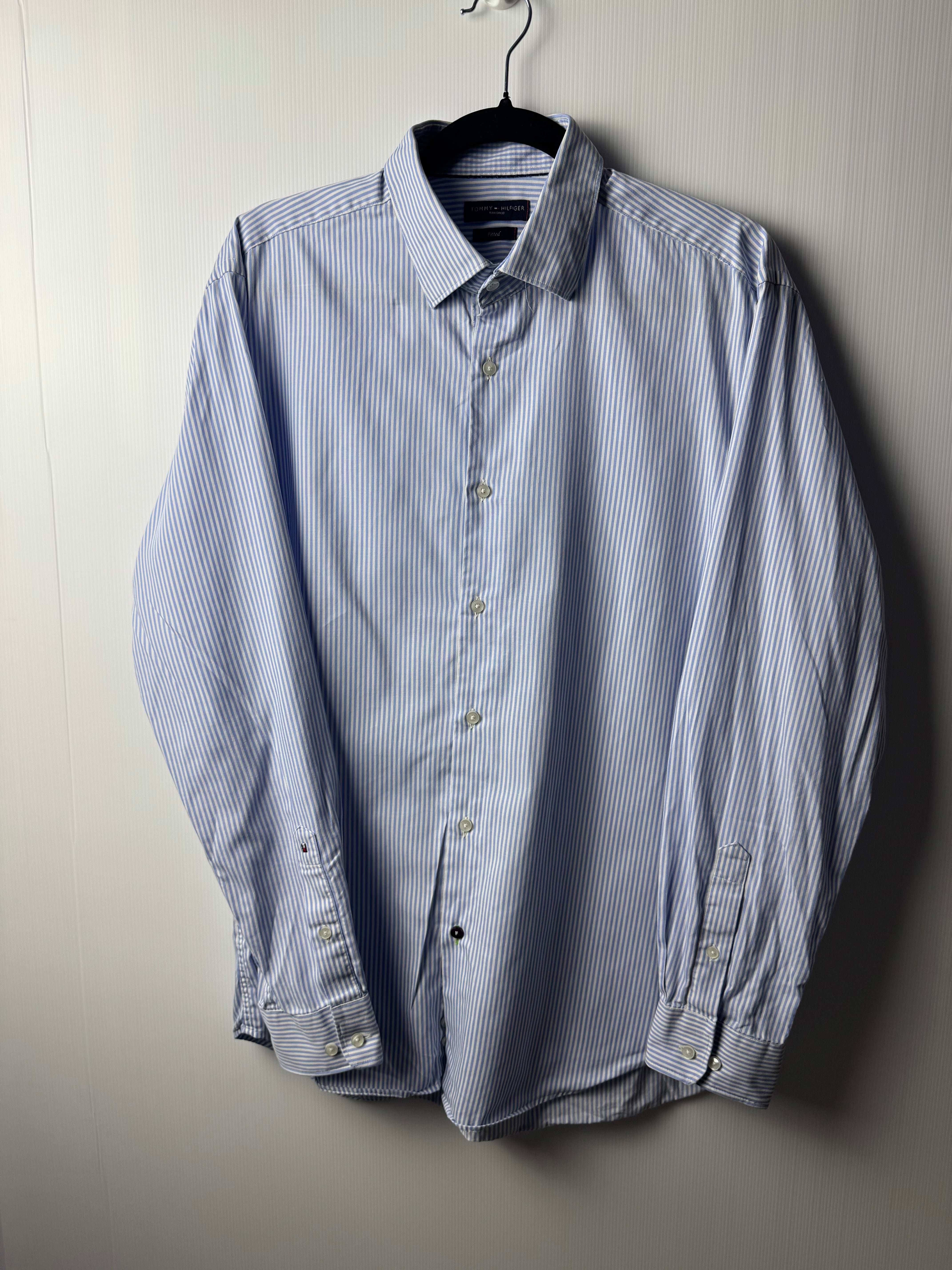 Camicia Tommy Hilfiger a riga azzurra - L