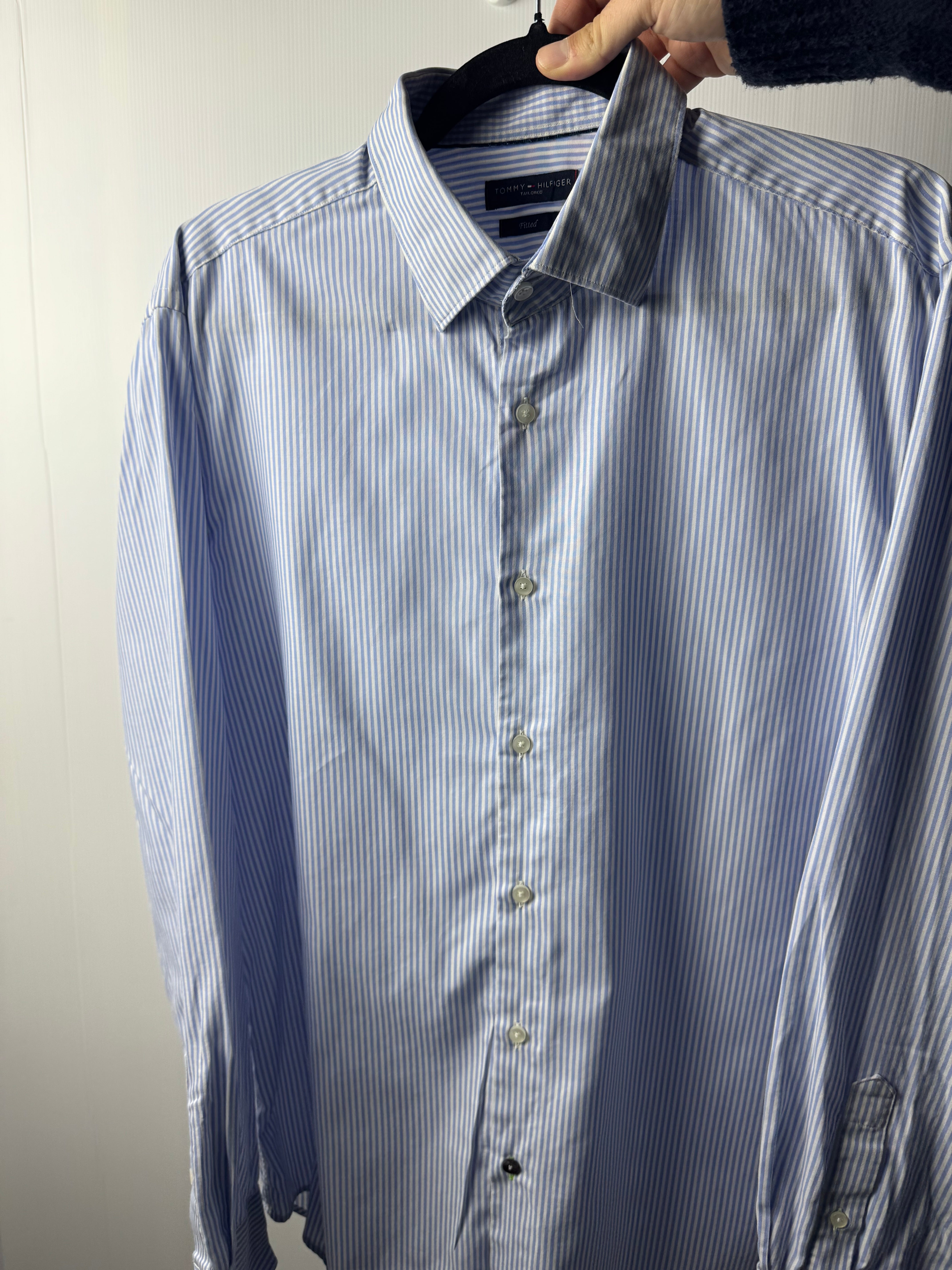 Camicia Tommy Hilfiger a riga azzurra - L