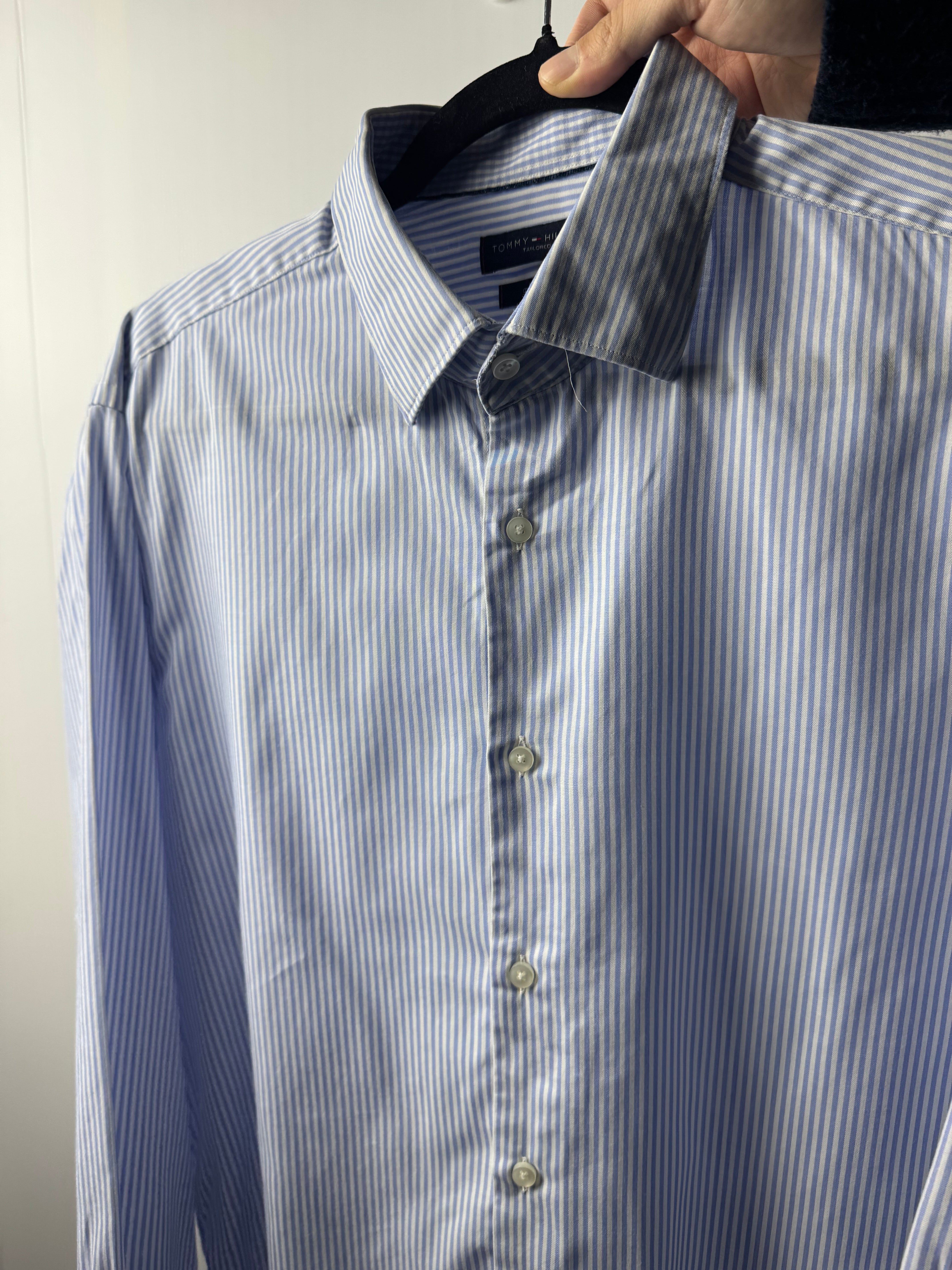 Camicia Tommy Hilfiger a riga azzurra - L