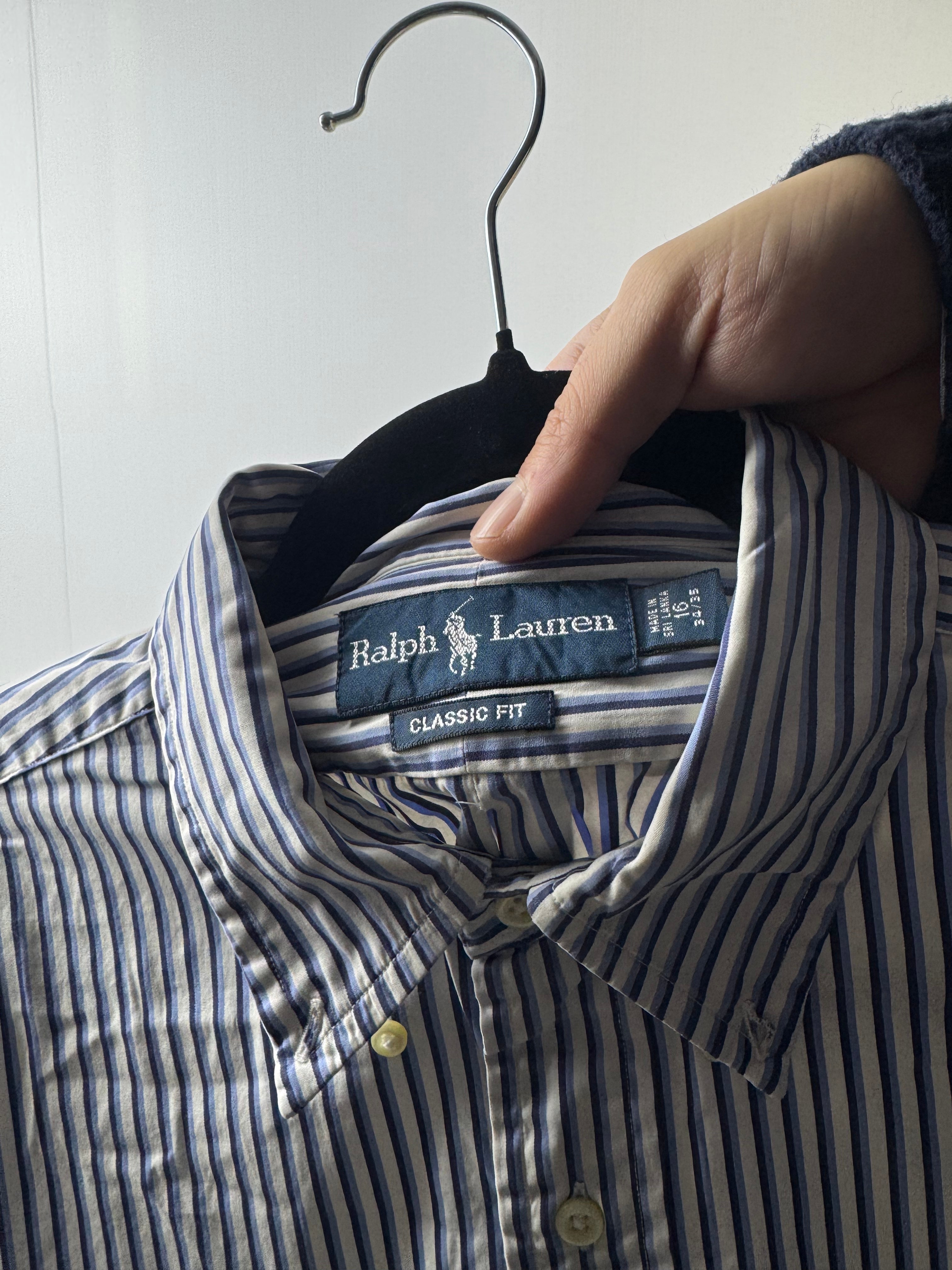 Camicia Ralph Lauren a riga blu e azzurra - L