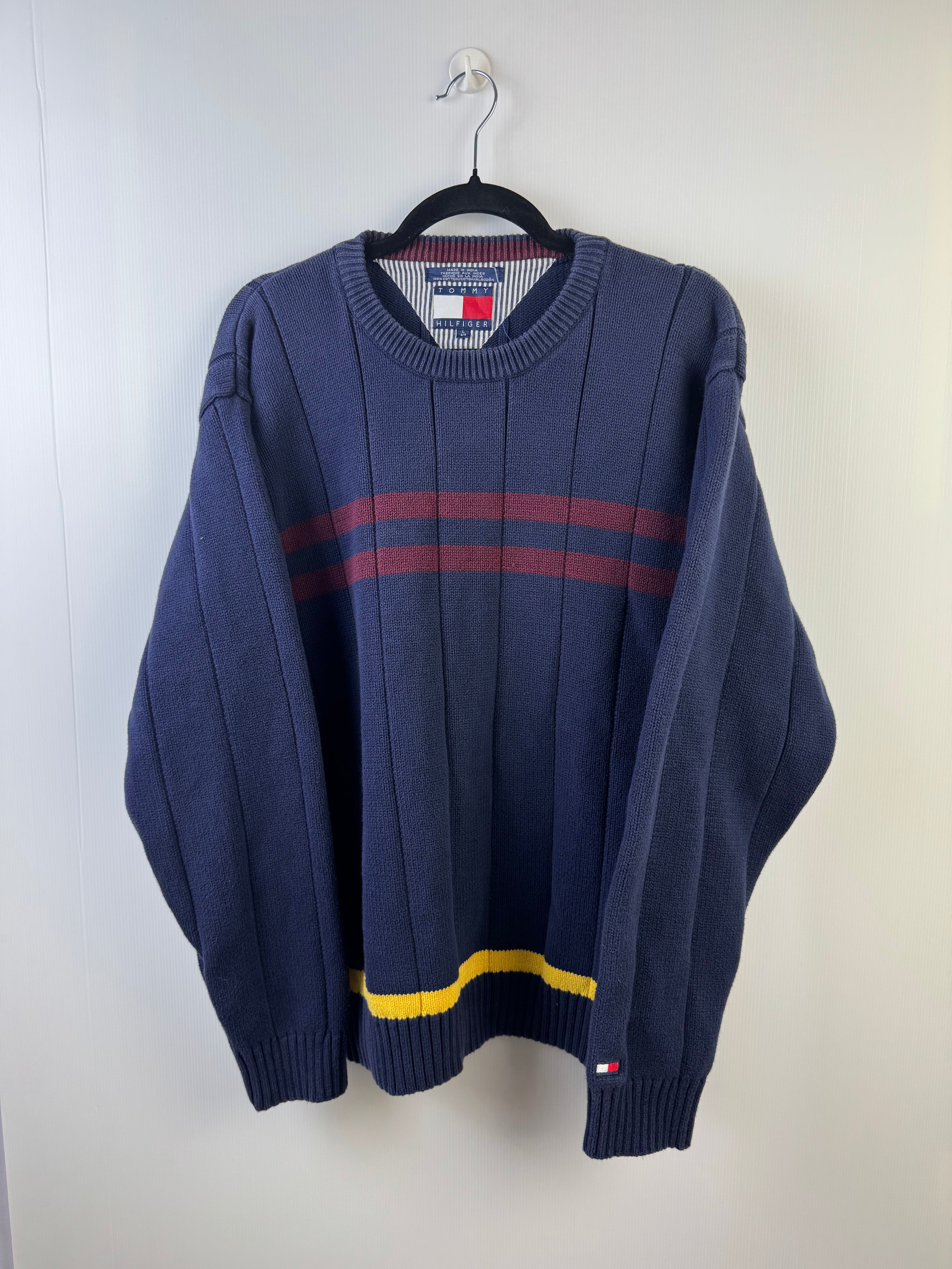 Maglione Tommy Hilfiger Blu a riga - L