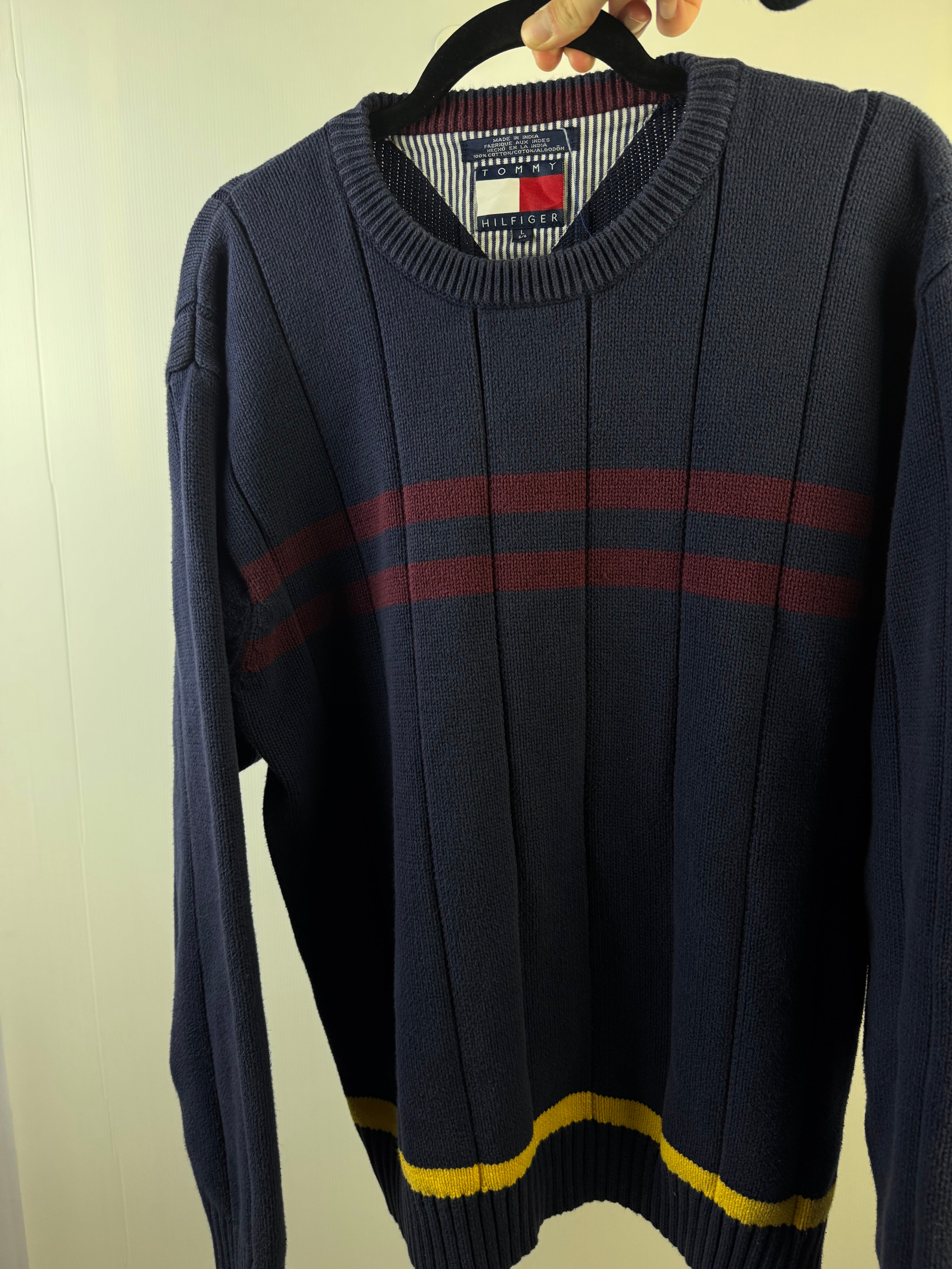 Maglione Tommy Hilfiger Blu a riga - L