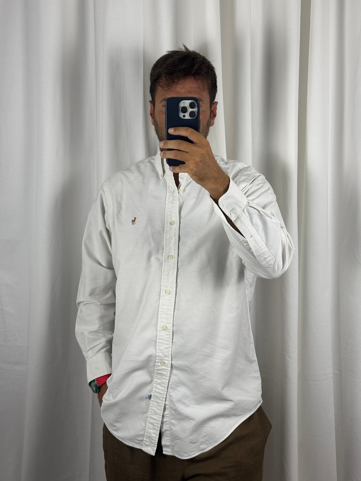 Camicia Ralph Lauren bianca vintage indossata, vestibilita