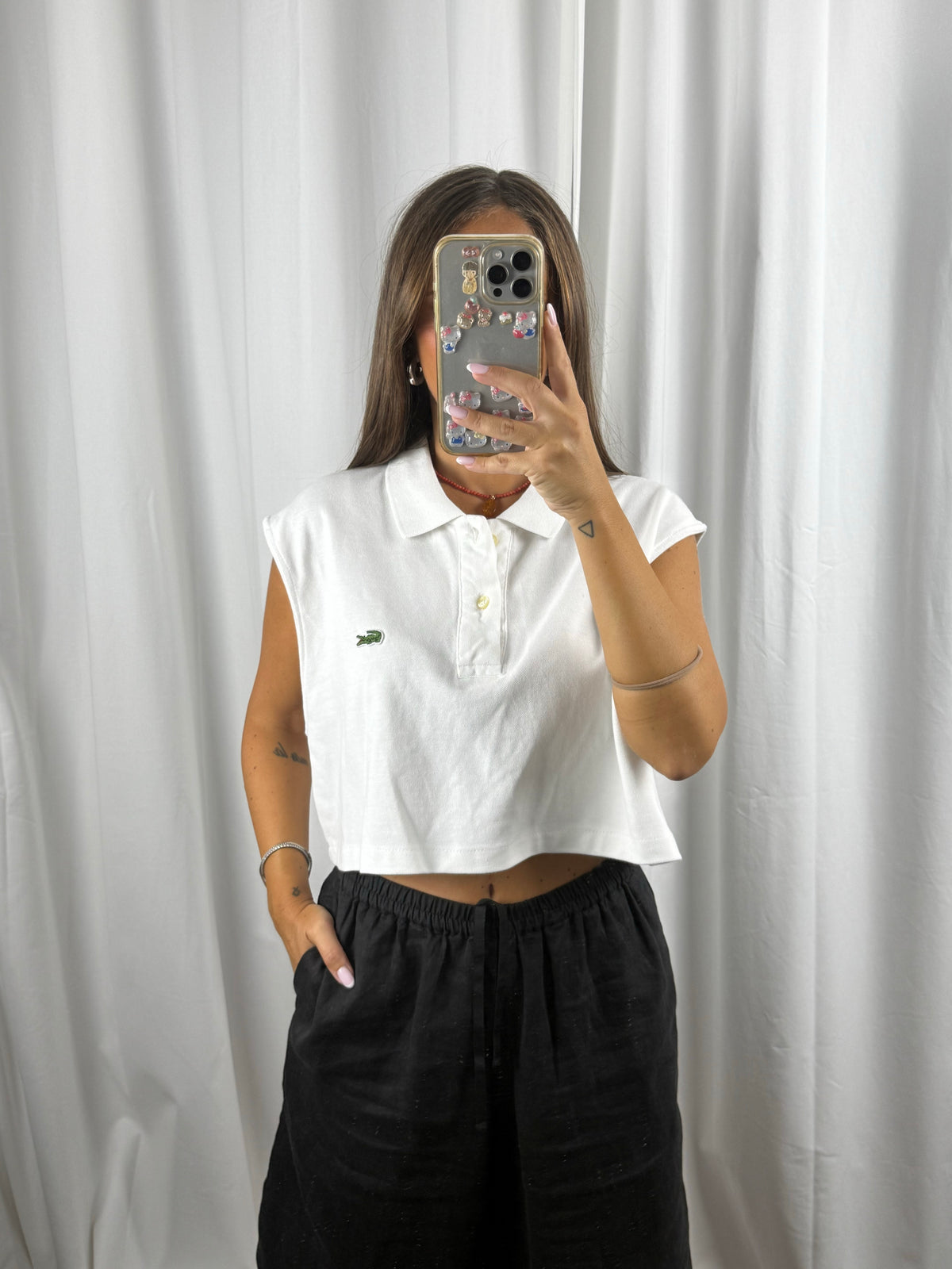 Crop Polo Vintage Lacoste - Rilavorata a Mano (Taglia Unica)