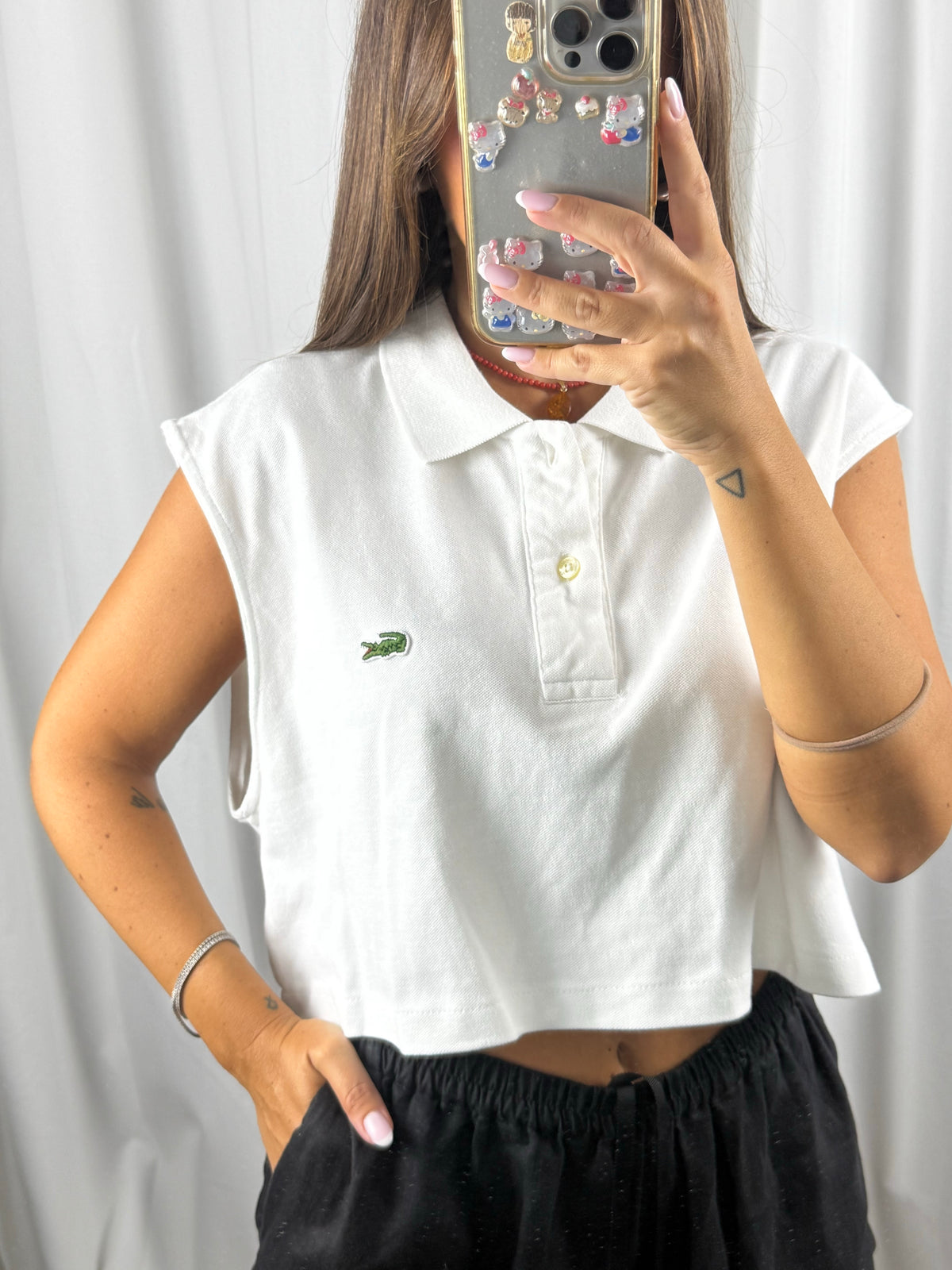 Crop Polo Vintage Lacoste - Rilavorata a Mano (Taglia Unica)