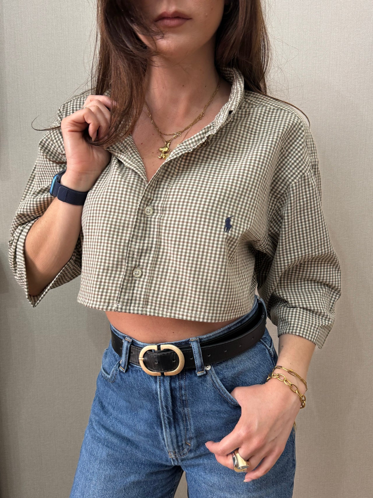 Crop Top Camicia Vintage Ralph Lauren (Taglia Unica)