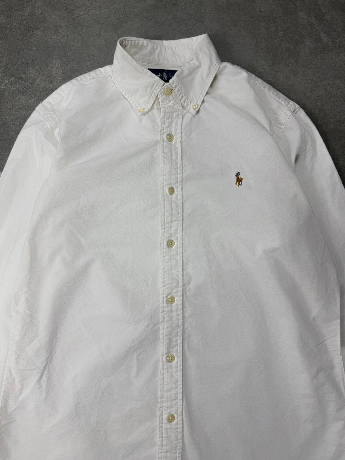 Camicia Ralph Lauren bianca vintage originale, vista frontale